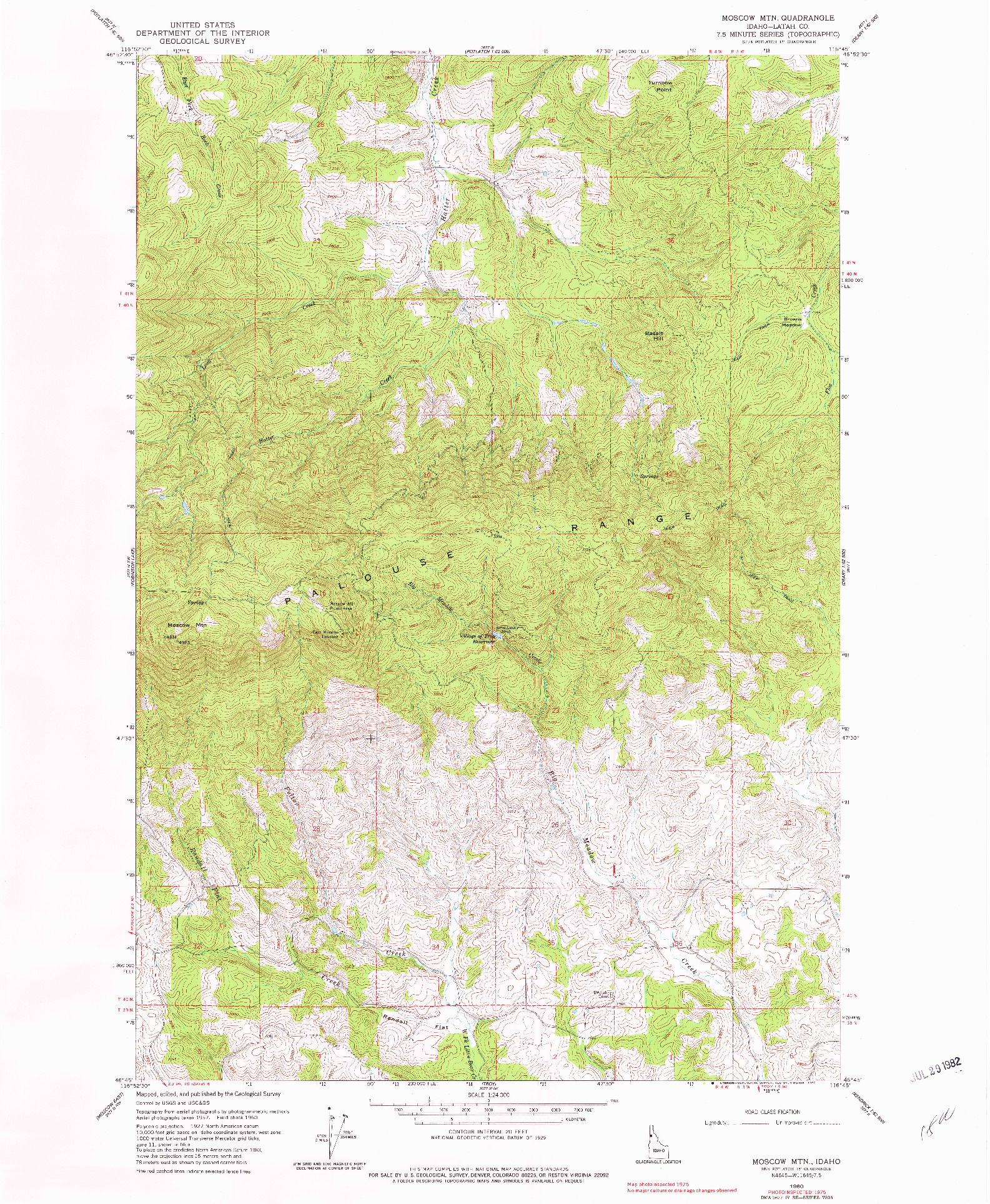 USGS 1:24000-SCALE QUADRANGLE FOR MOSCOW MTN, ID 1960