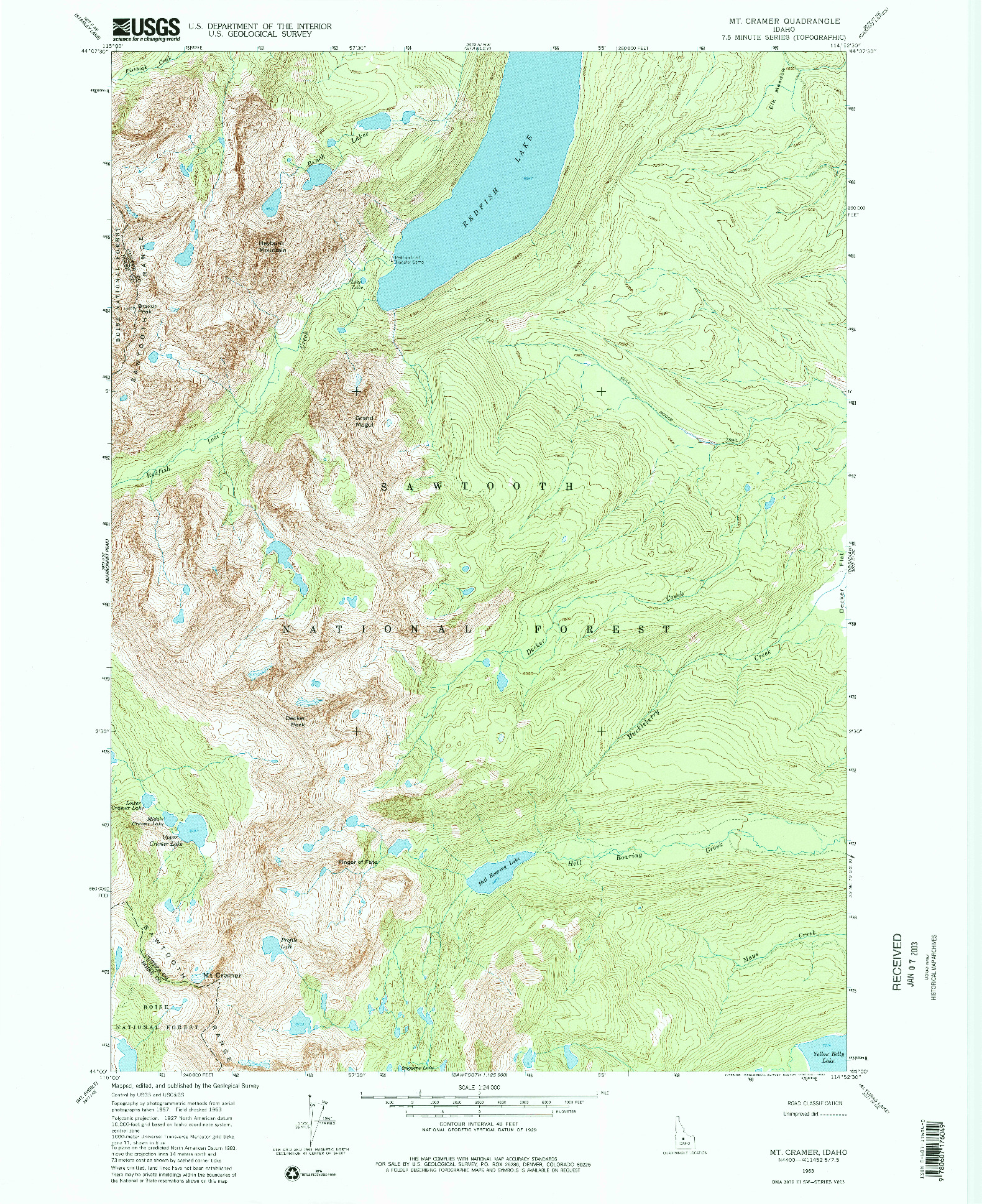 USGS 1:24000-SCALE QUADRANGLE FOR MT CRAMER, ID 1963