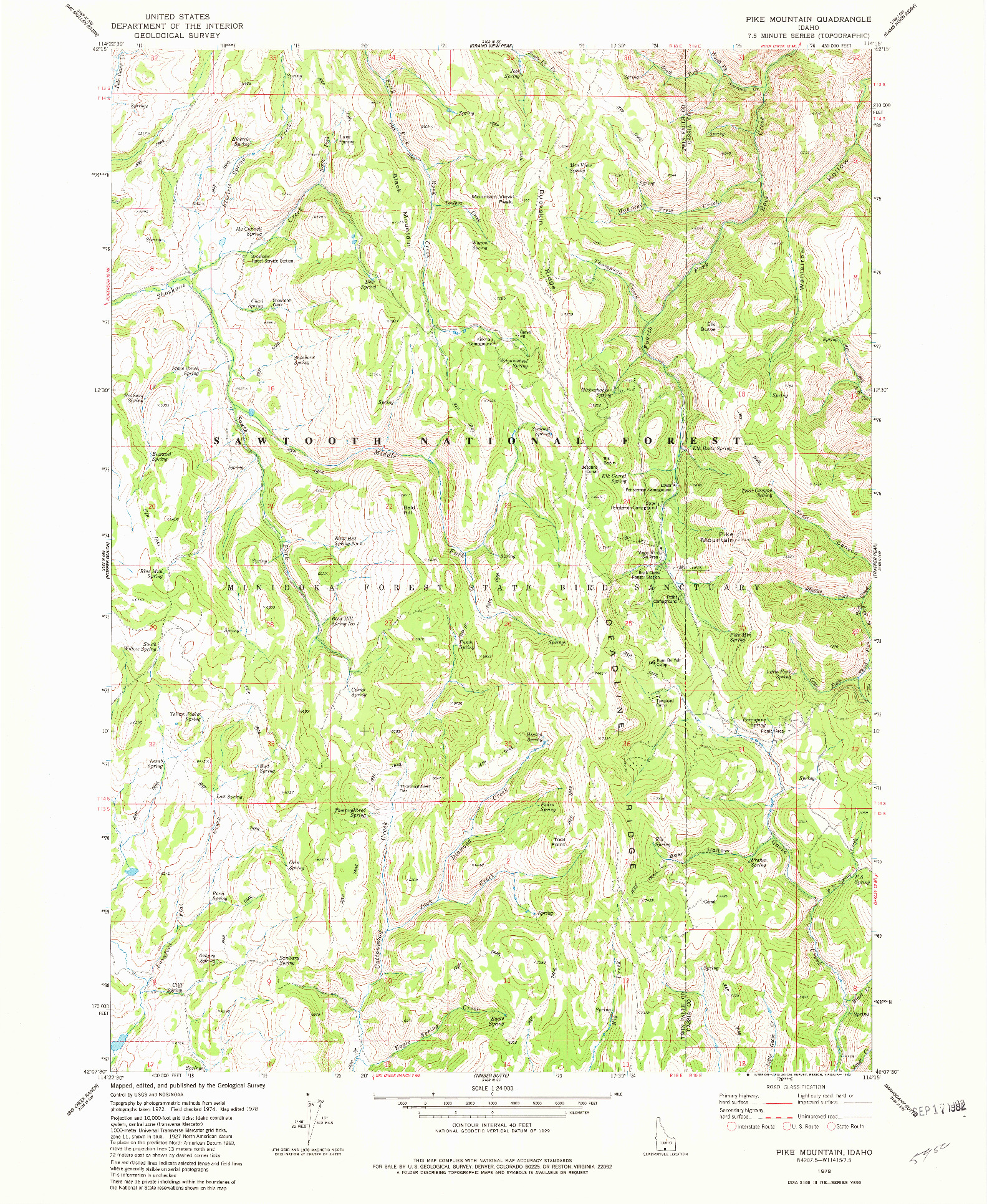 USGS 1:24000-SCALE QUADRANGLE FOR PIKE MOUNTAIN, ID 1978