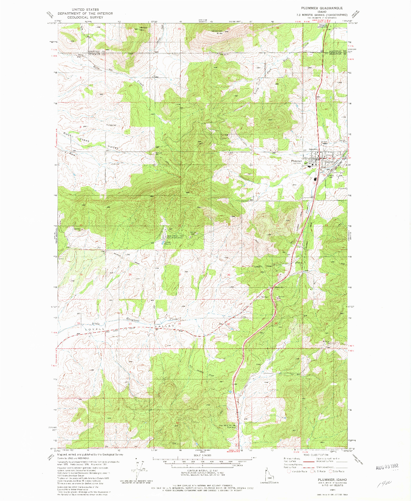 USGS 1:24000-SCALE QUADRANGLE FOR PLUMMER, ID 1981