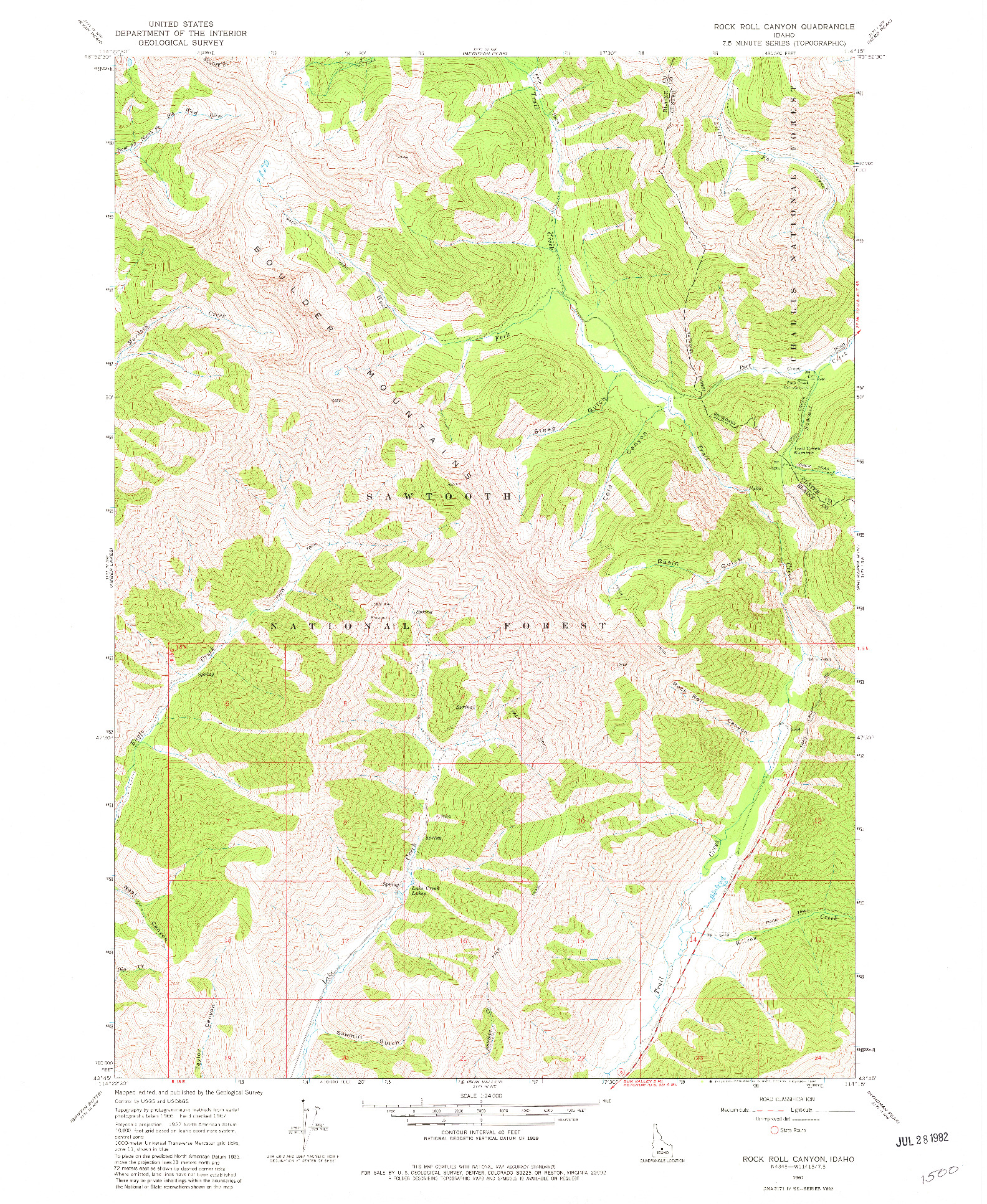 USGS 1:24000-SCALE QUADRANGLE FOR ROCK ROLL CANYON, ID 1967