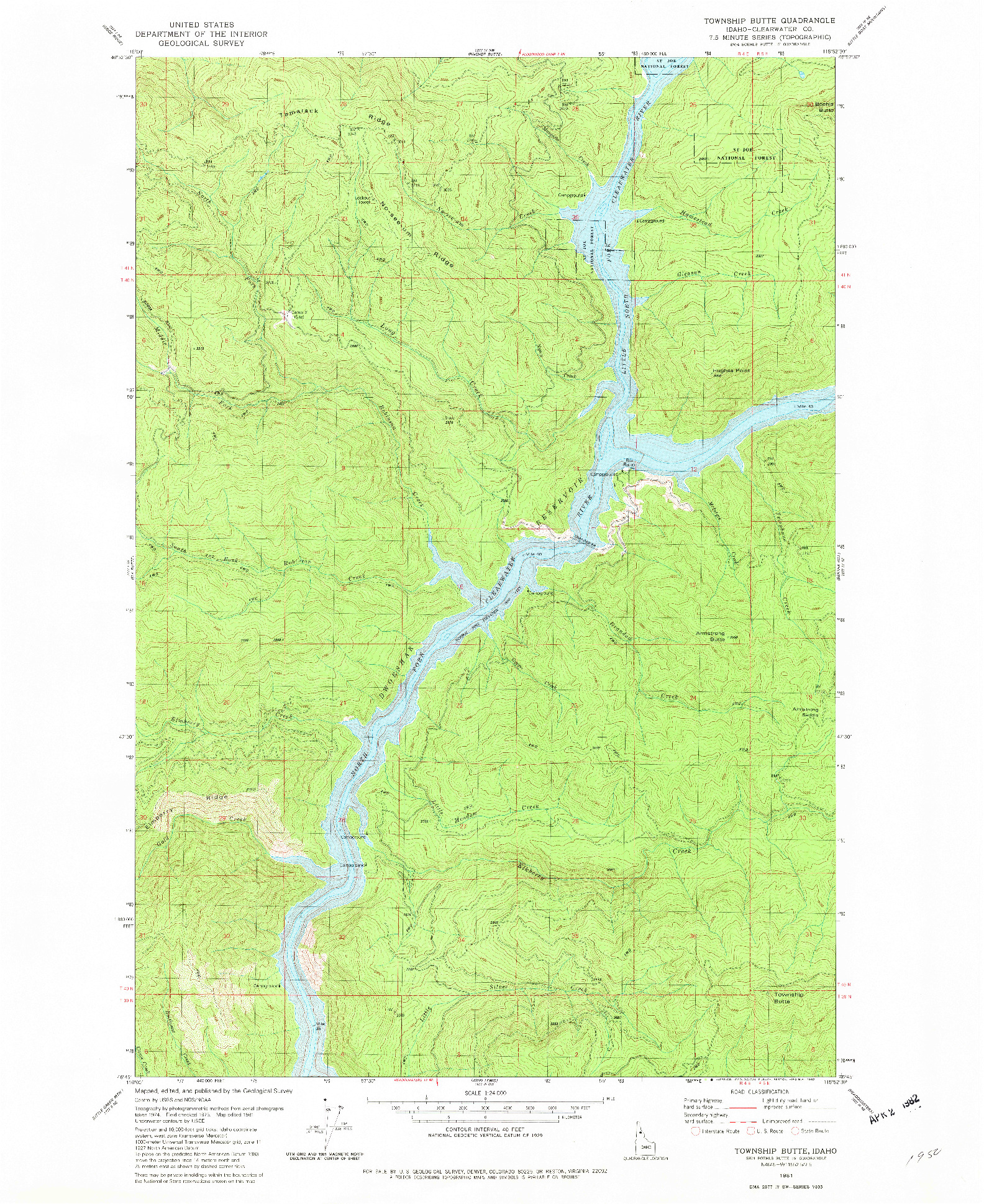 USGS 1:24000-SCALE QUADRANGLE FOR TOWNSHIP BUTTE, ID 1981