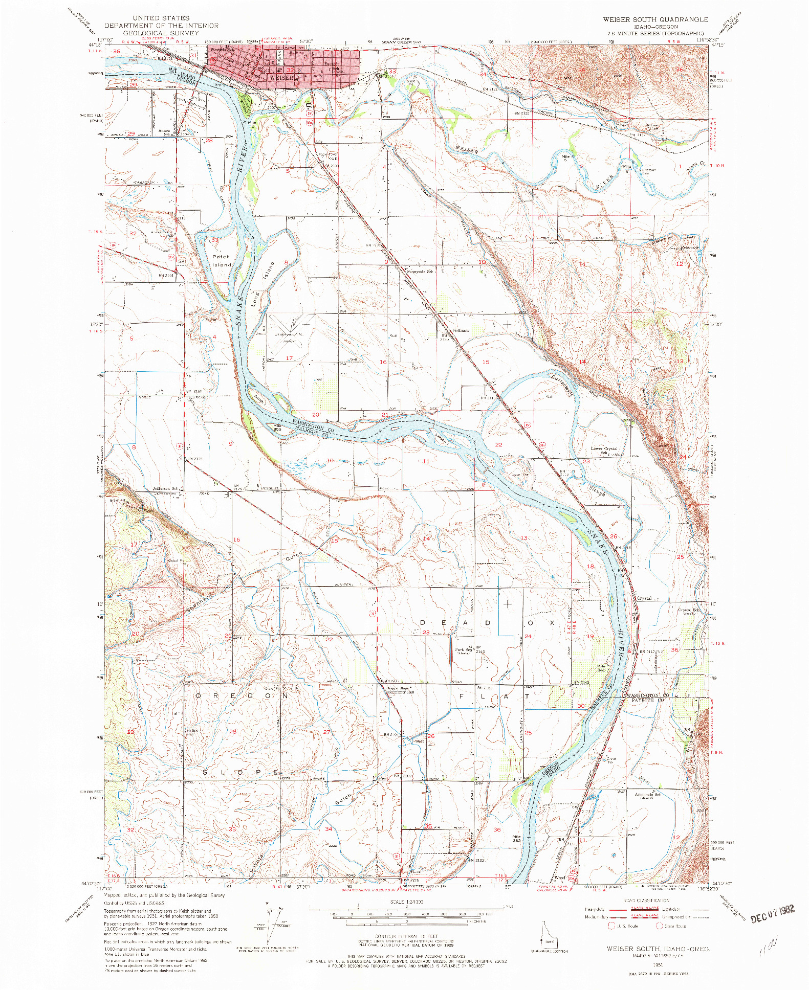 USGS 1:24000-SCALE QUADRANGLE FOR WEISER SOUTH, ID 1951