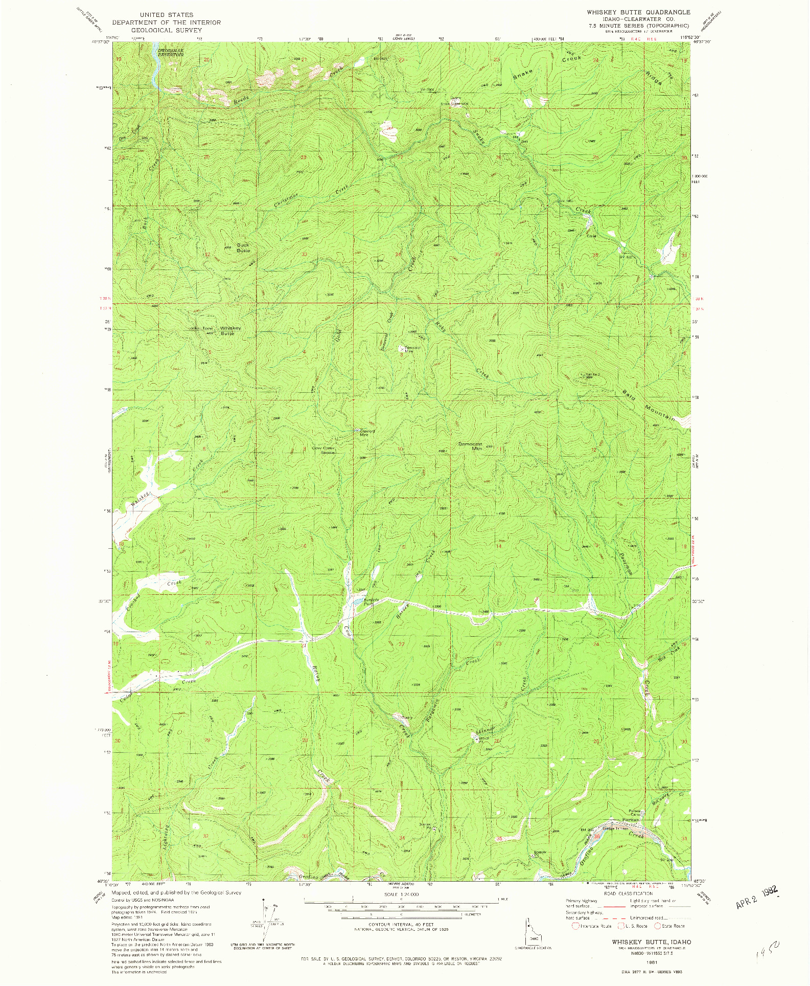 USGS 1:24000-SCALE QUADRANGLE FOR WHISKEY BUTTE, ID 1981