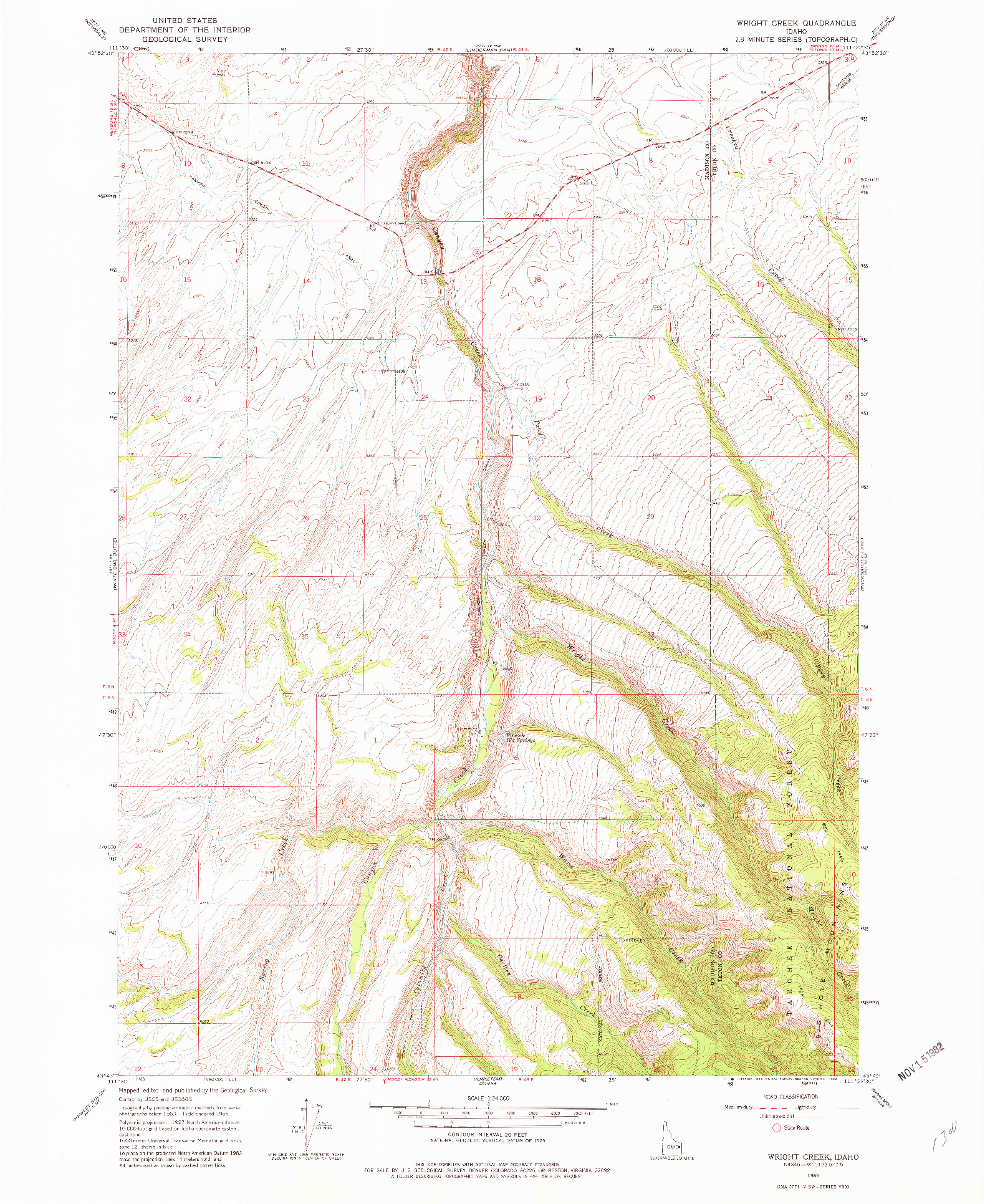 USGS 1:24000-SCALE QUADRANGLE FOR WRIGHT CREEK, ID 1965