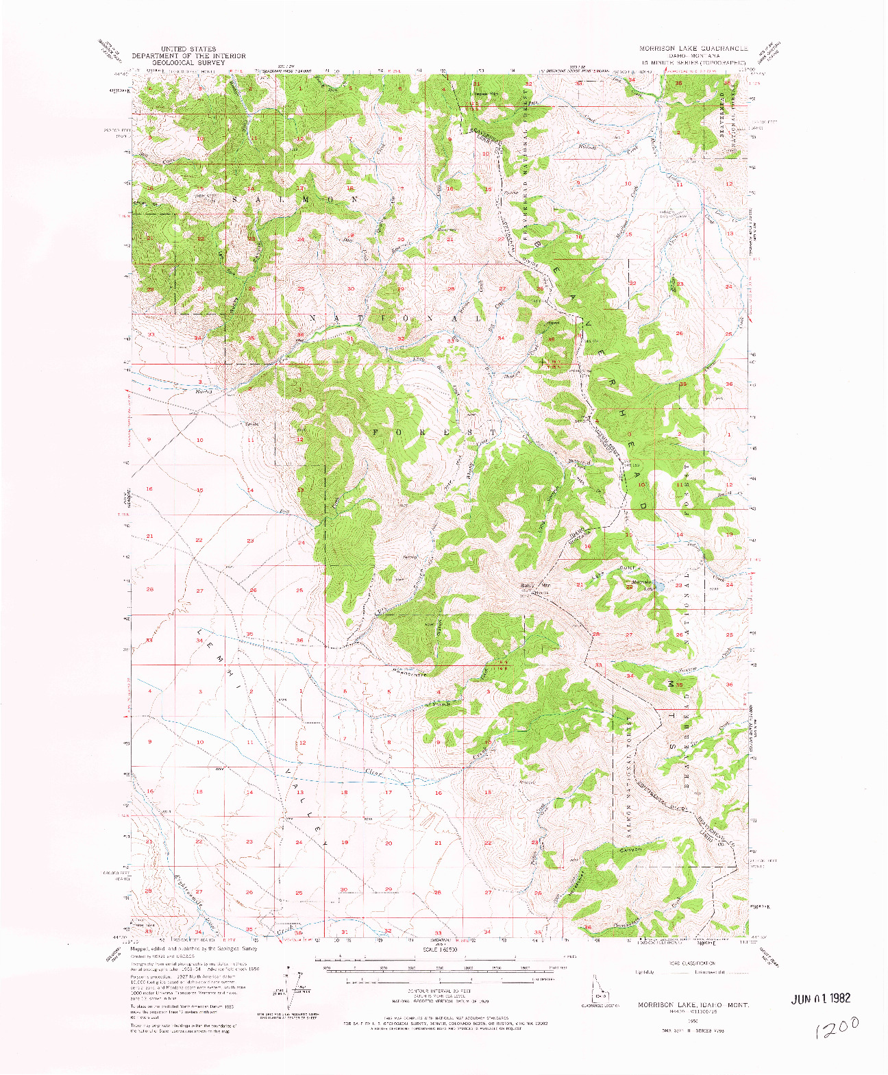 USGS 1:62500-SCALE QUADRANGLE FOR MORRISON LAKE, ID 1956