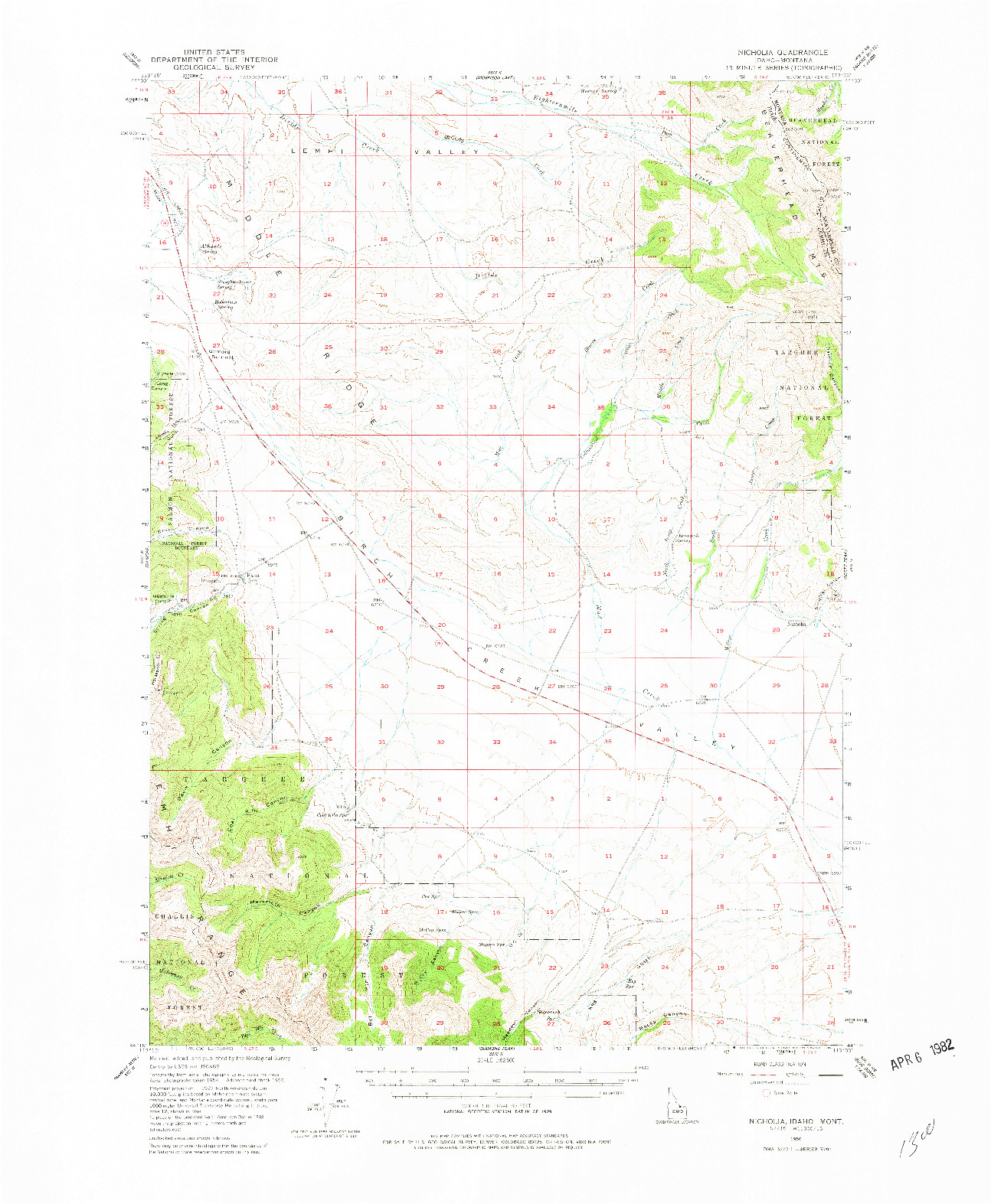 USGS 1:62500-SCALE QUADRANGLE FOR NICHOLIA, ID 1956