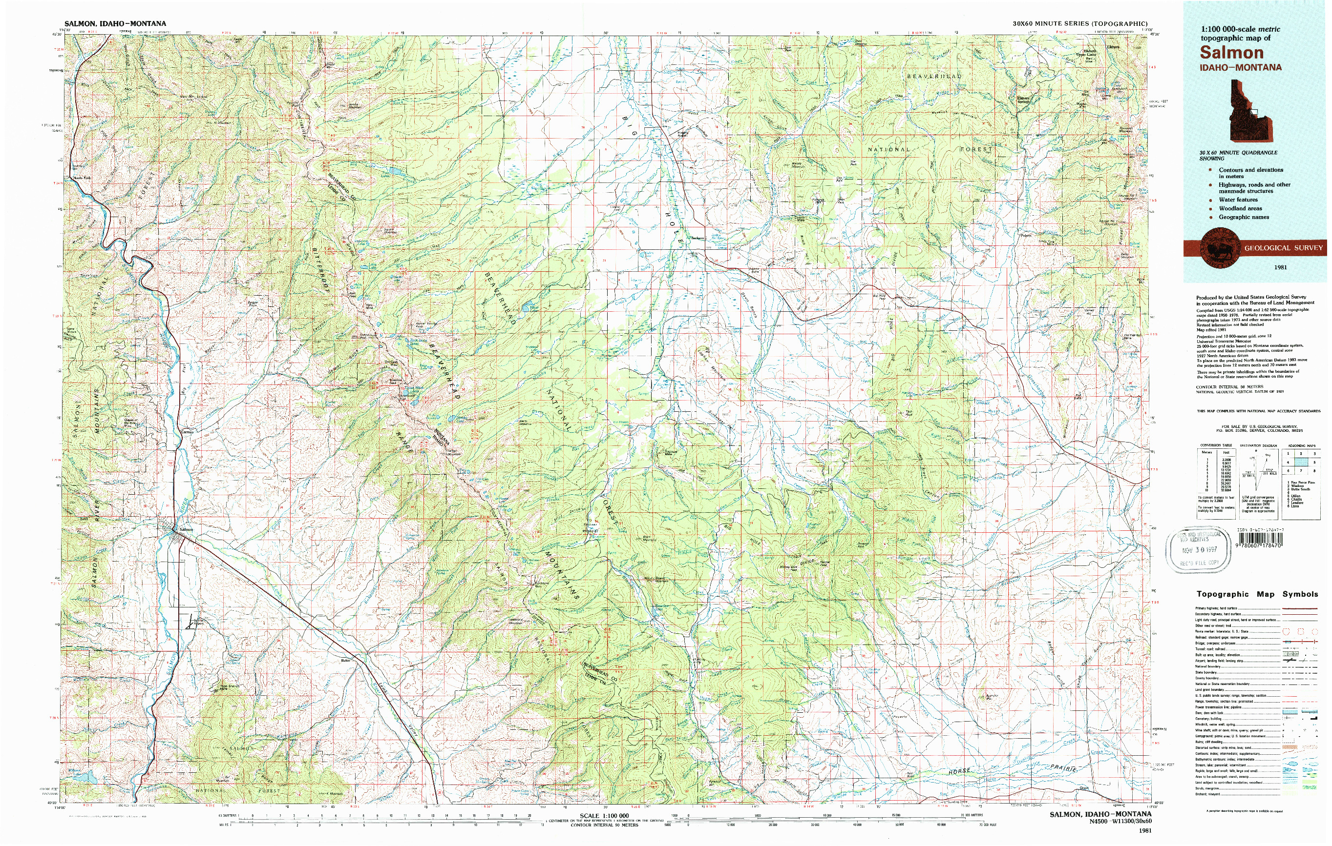 USGS 1:100000-SCALE QUADRANGLE FOR SALMON, ID 1981