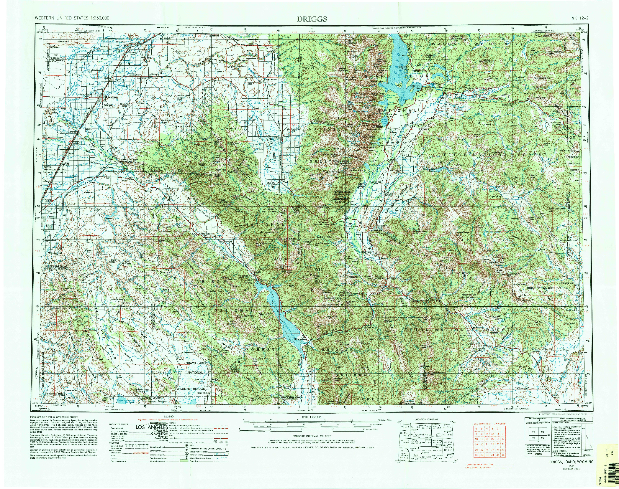 USGS 1:250000-SCALE QUADRANGLE FOR DRIGGS, ID 1955