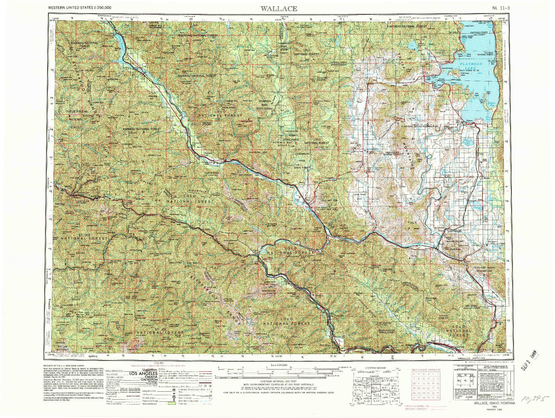 USGS 1:250000-SCALE QUADRANGLE FOR WALLACE, ID 1956