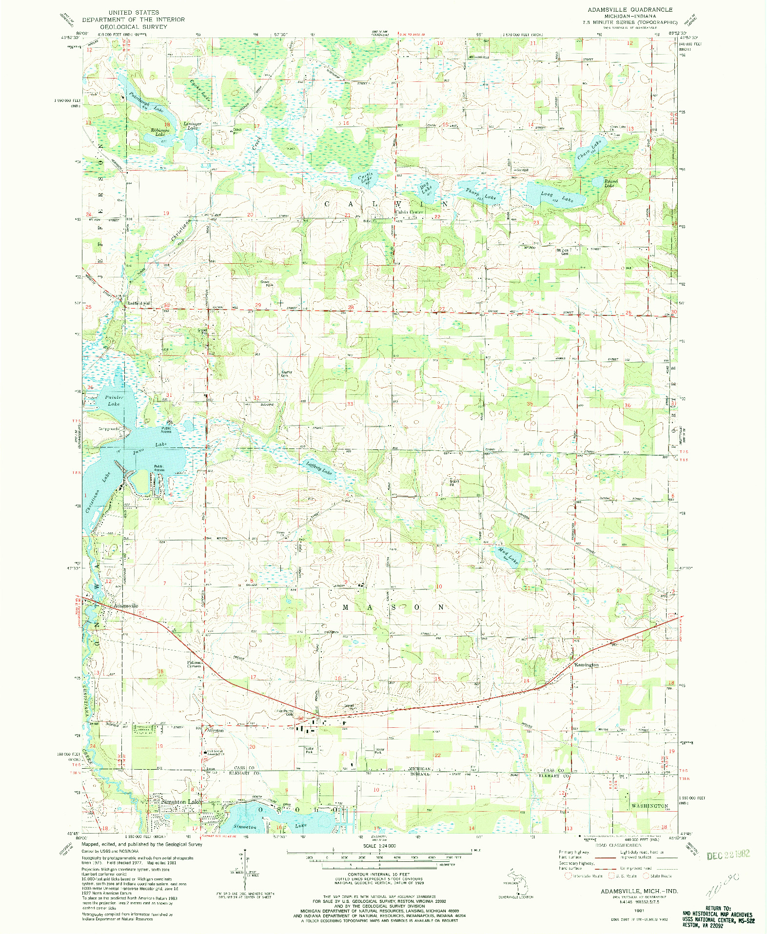 USGS 1:24000-SCALE QUADRANGLE FOR ADAMSVILLE, MI 1981