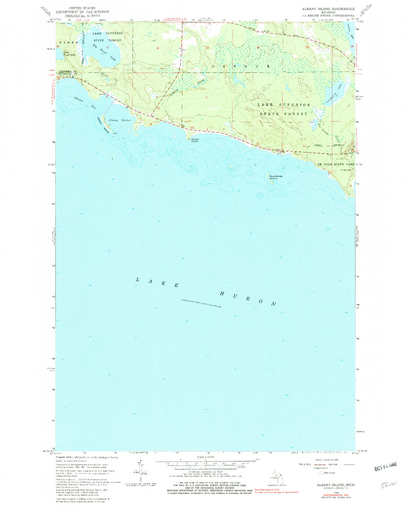 USGS 1:24000-SCALE QUADRANGLE FOR ALBANY ISLAND, MI 1964
