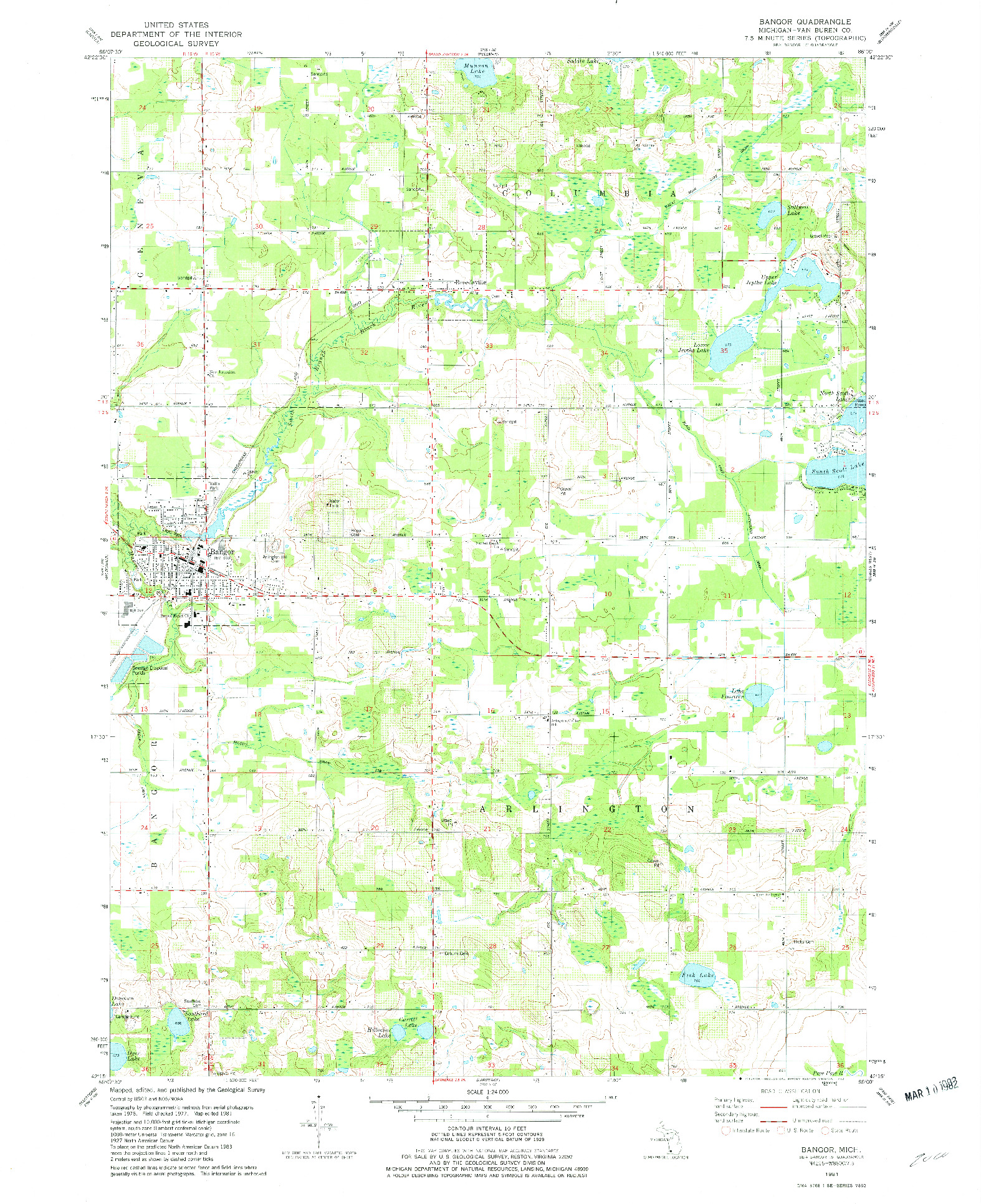 USGS 1:24000-SCALE QUADRANGLE FOR BANGOR, MI 1981