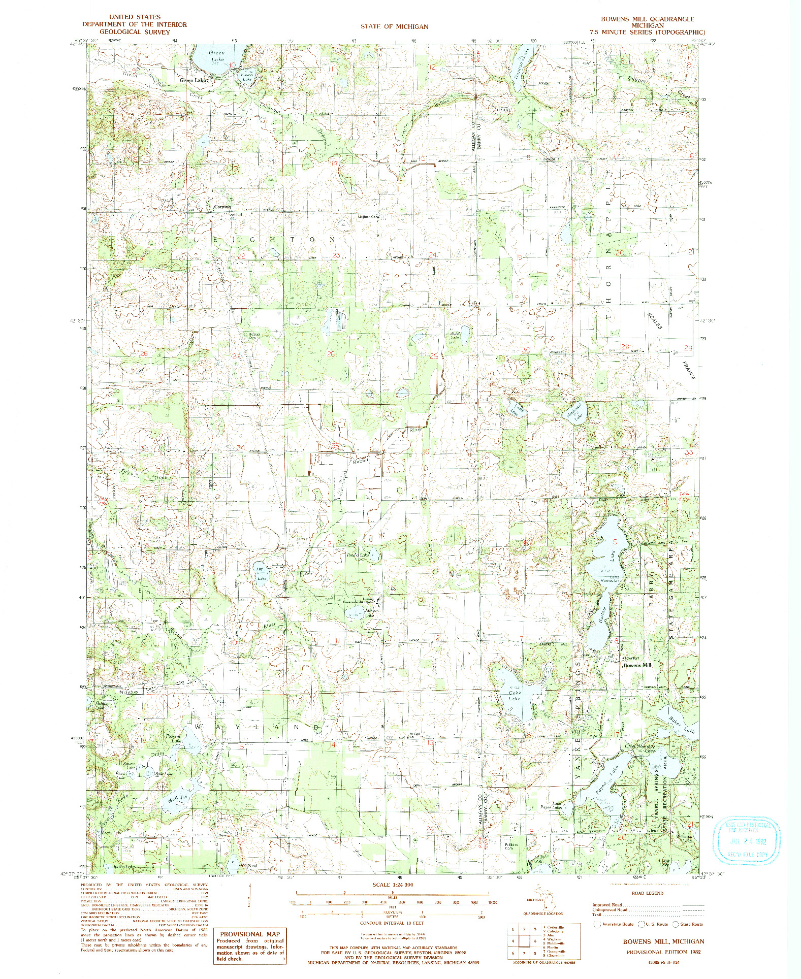 USGS 1:24000-SCALE QUADRANGLE FOR BOWENS MILL, MI 1982