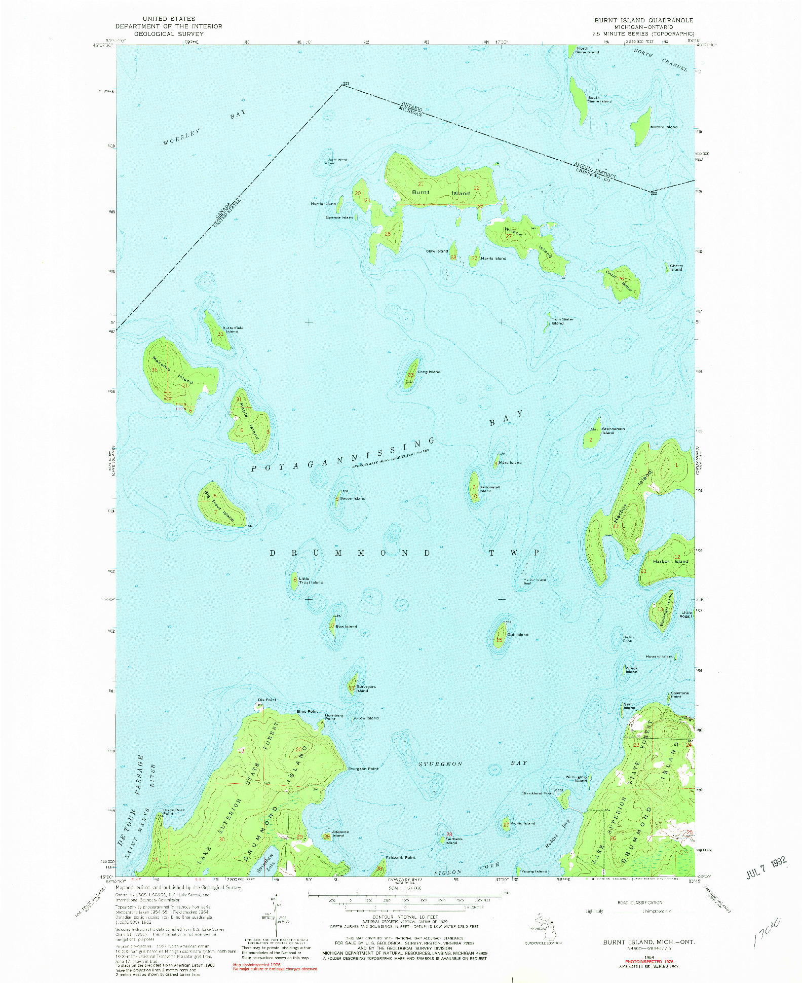 USGS 1:24000-SCALE QUADRANGLE FOR BURNT ISLAND, MI 1964