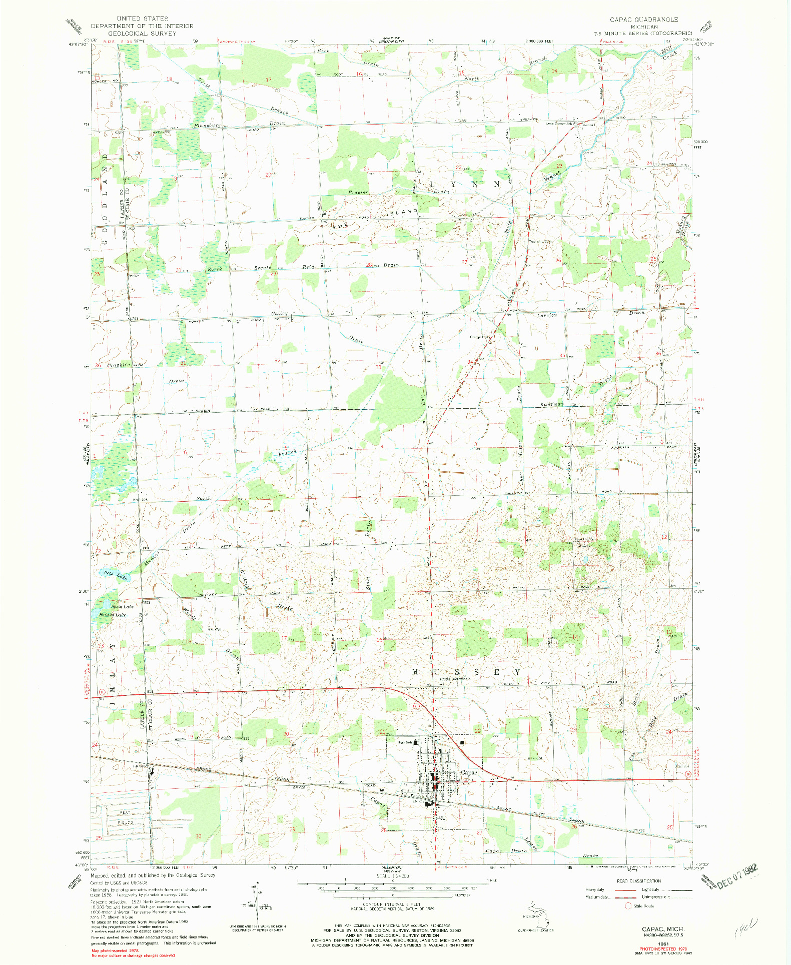 USGS 1:24000-SCALE QUADRANGLE FOR CAPAC, MI 1961
