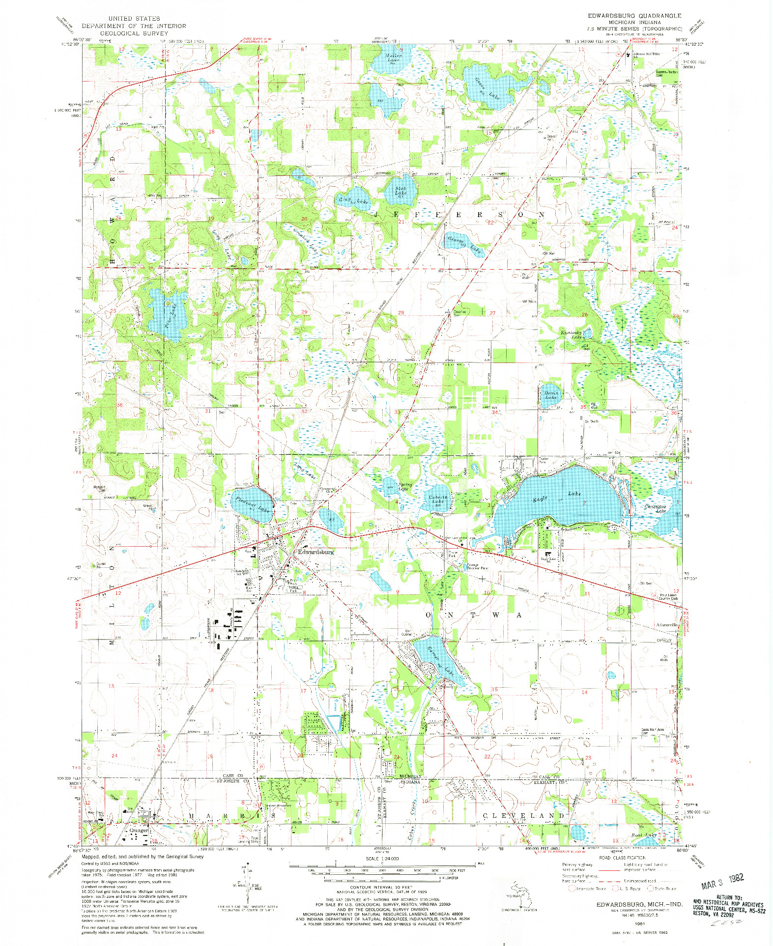 USGS 1:24000-SCALE QUADRANGLE FOR EDWARDSBURG, MI 1981