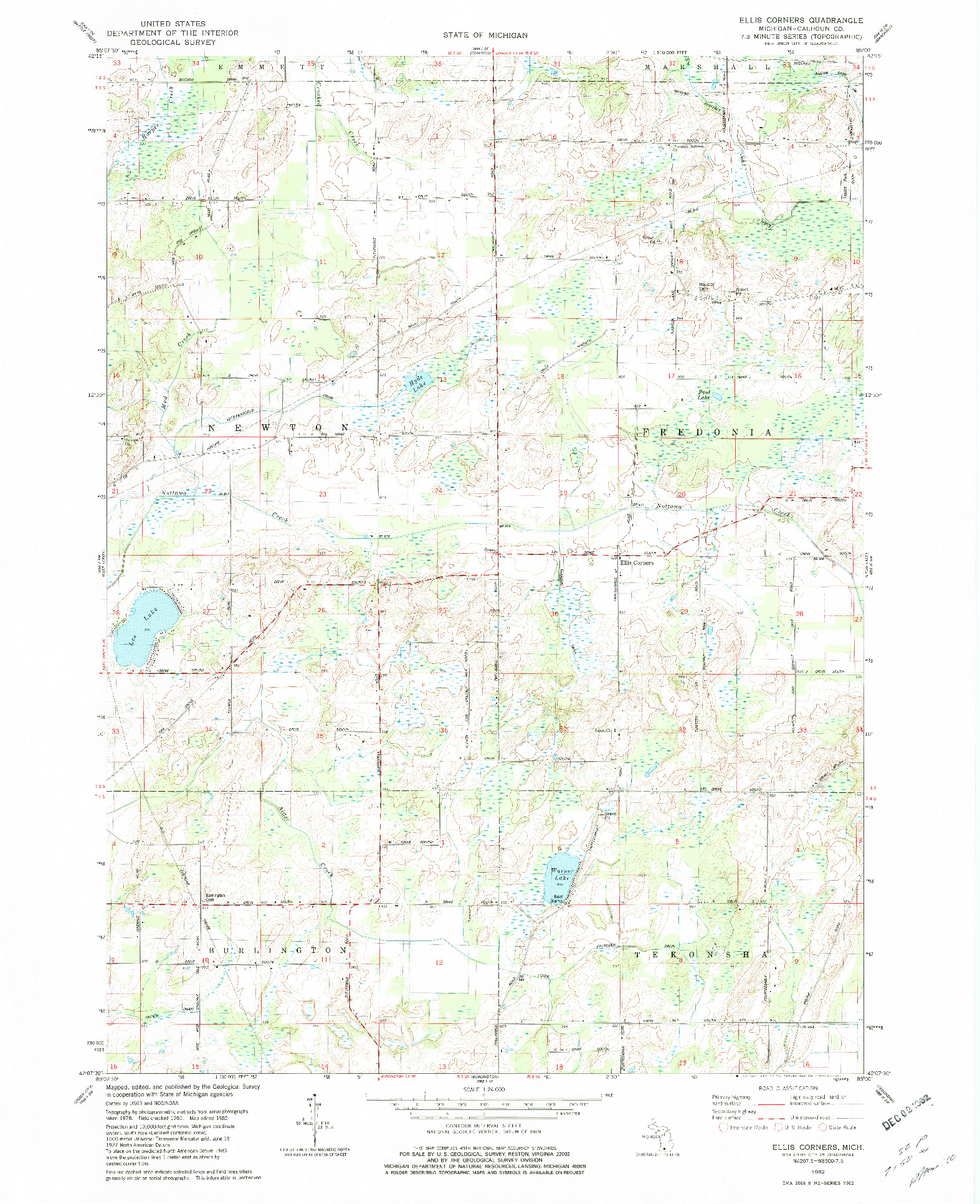 USGS 1:24000-SCALE QUADRANGLE FOR ELLIS CORNERS, MI 1982