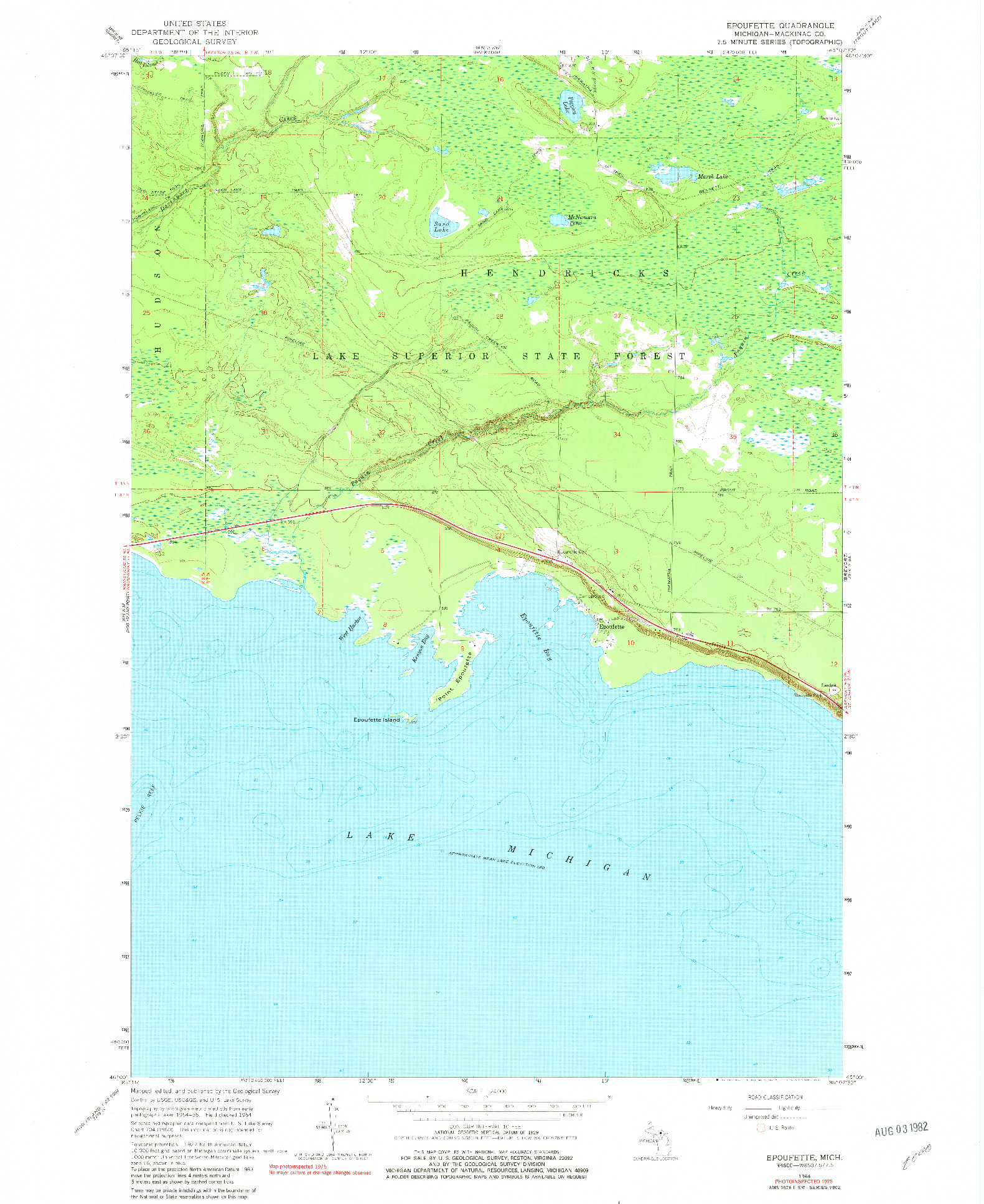 USGS 1:24000-SCALE QUADRANGLE FOR EPOUFETTE, MI 1964