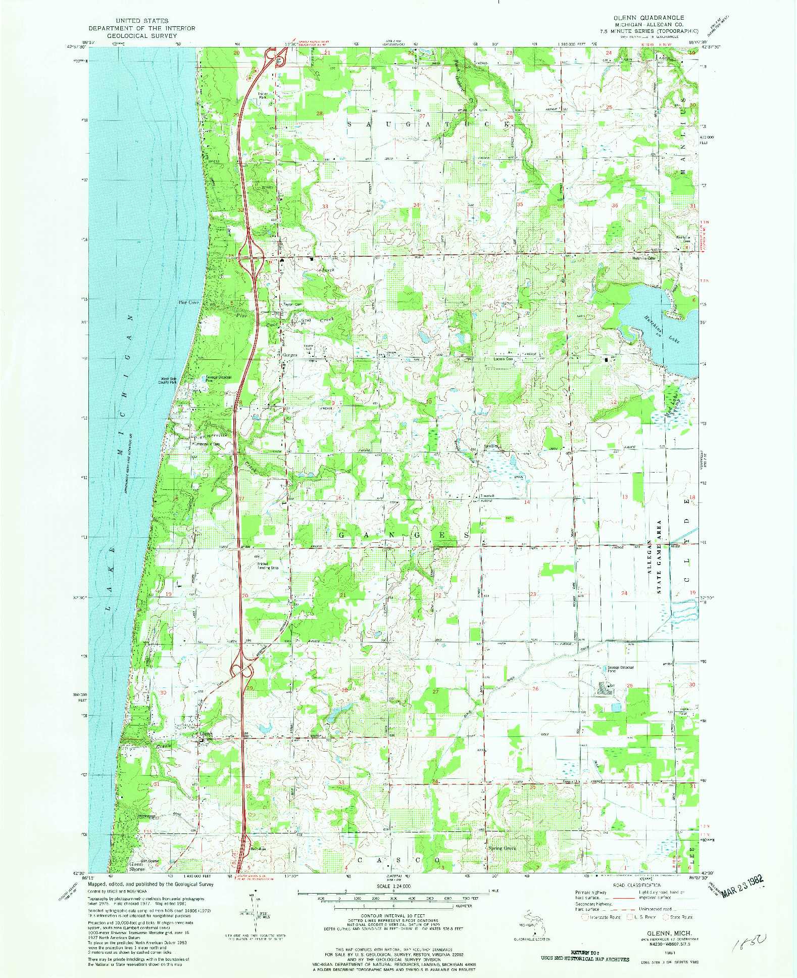 USGS 1:24000-SCALE QUADRANGLE FOR GLENN, MI 1981