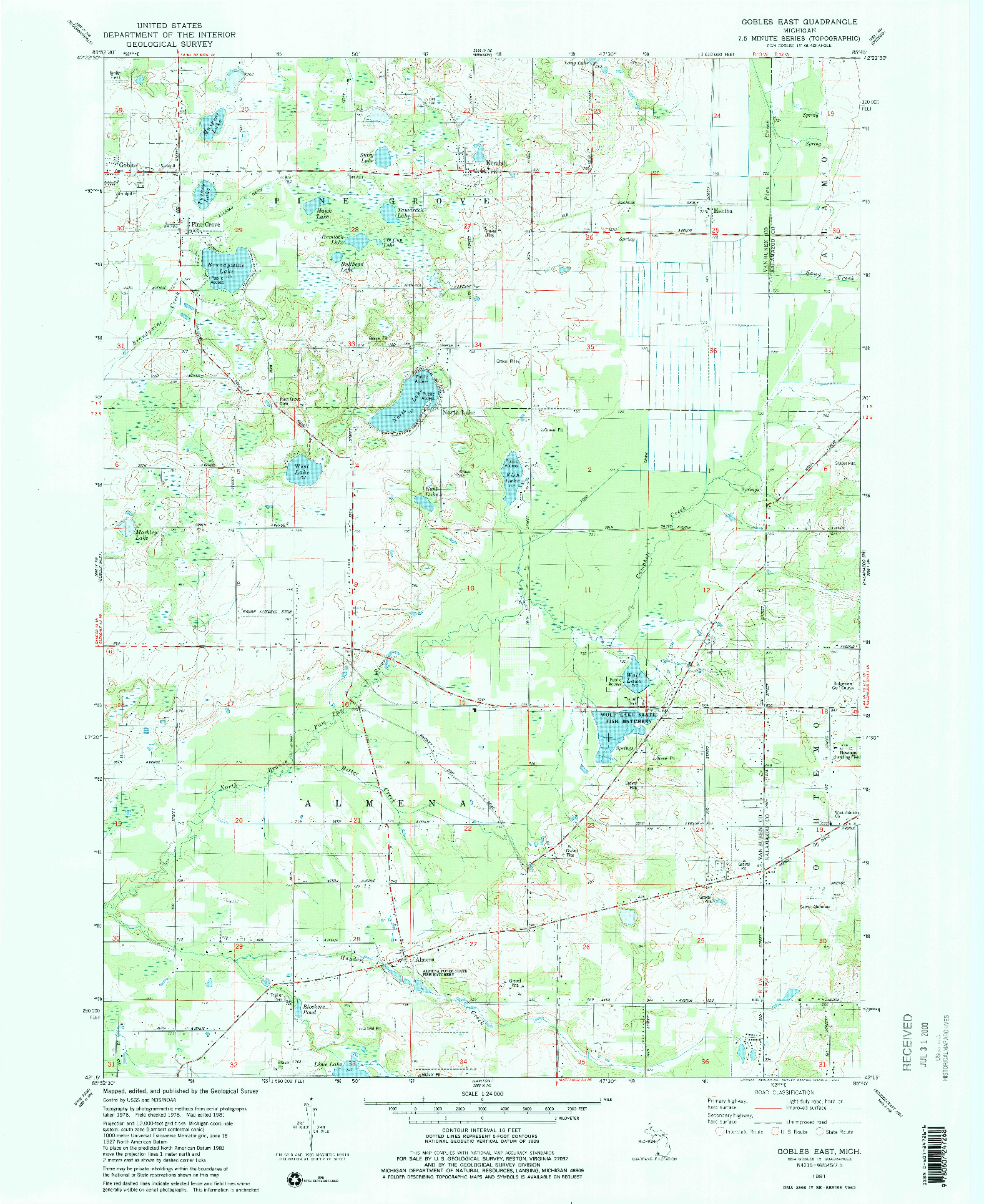 USGS 1:24000-SCALE QUADRANGLE FOR GOBLES EAST, MI 1981