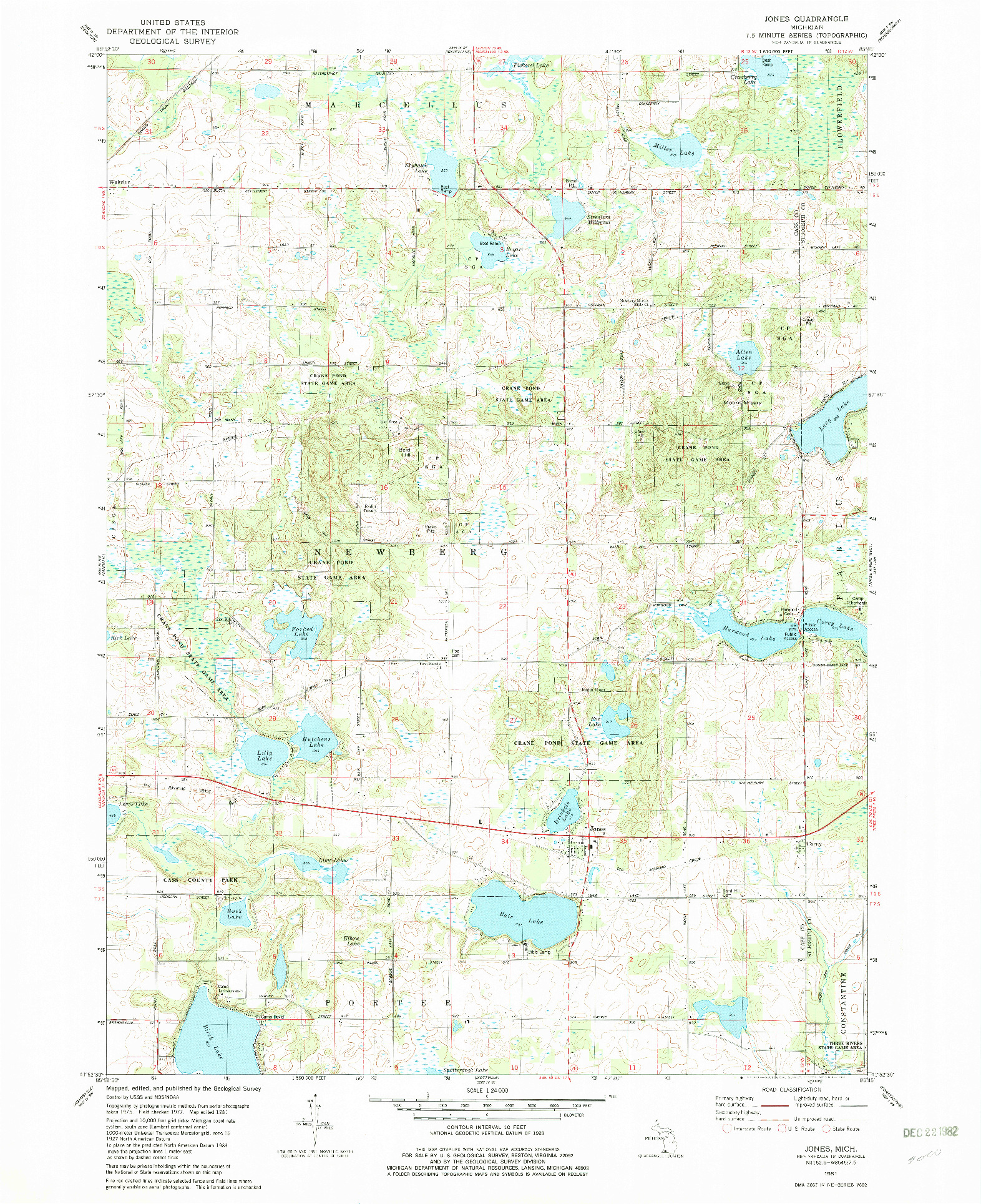 USGS 1:24000-SCALE QUADRANGLE FOR JONES, MI 1981