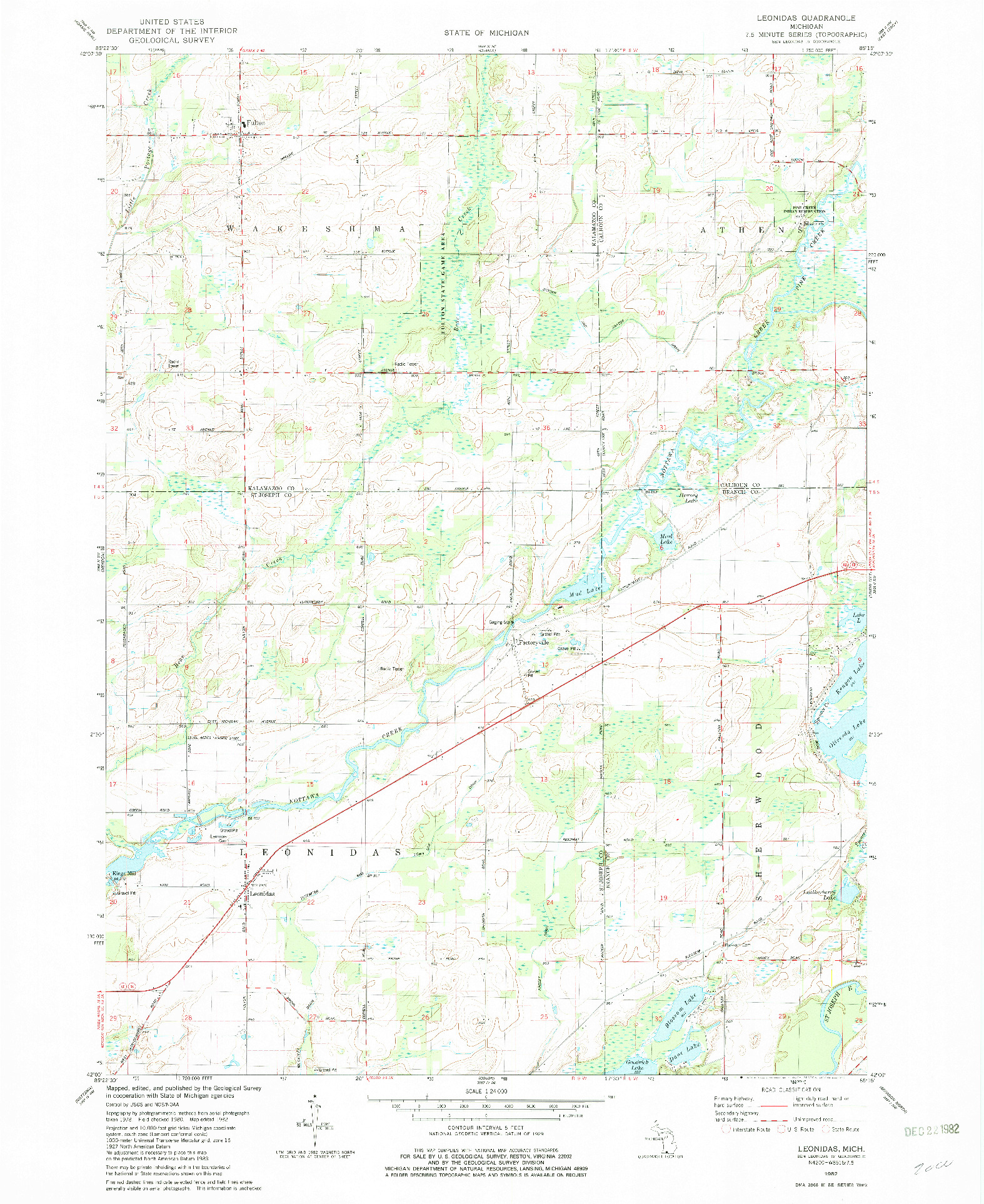 USGS 1:24000-SCALE QUADRANGLE FOR LEONIDAS, MI 1982