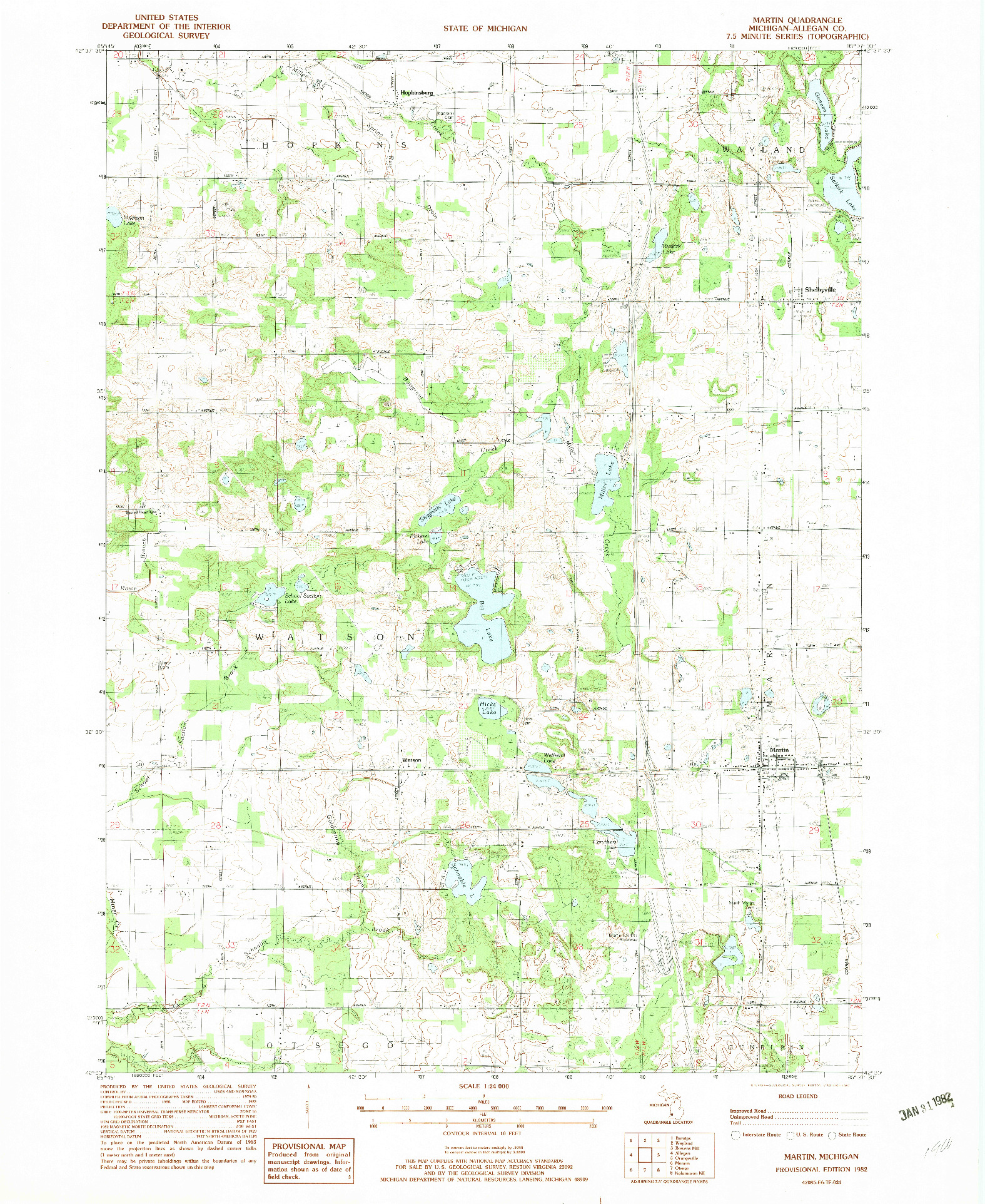 USGS 1:24000-SCALE QUADRANGLE FOR MARTIN, MI 1982