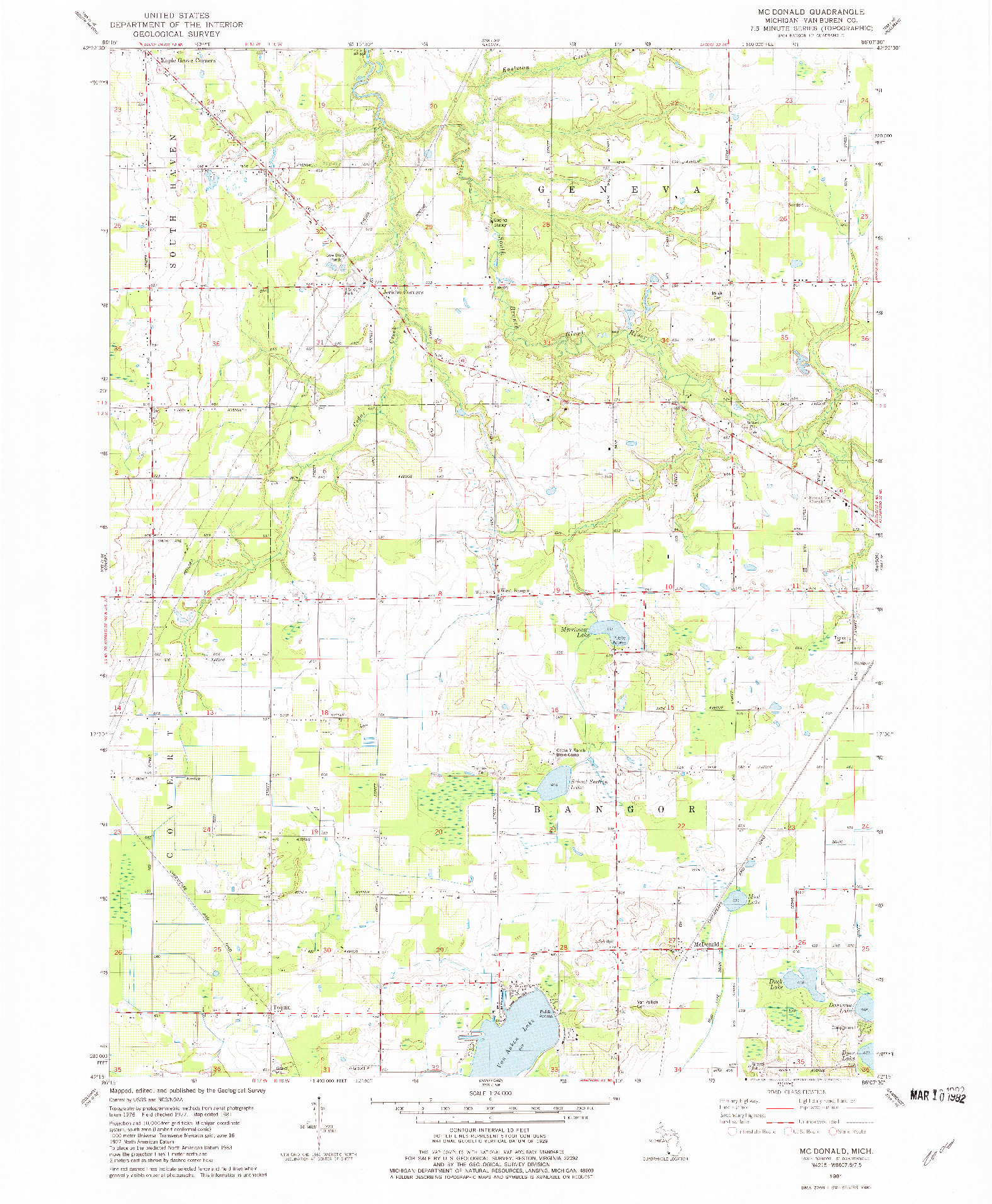 USGS 1:24000-SCALE QUADRANGLE FOR MCDONALD, MI 1981