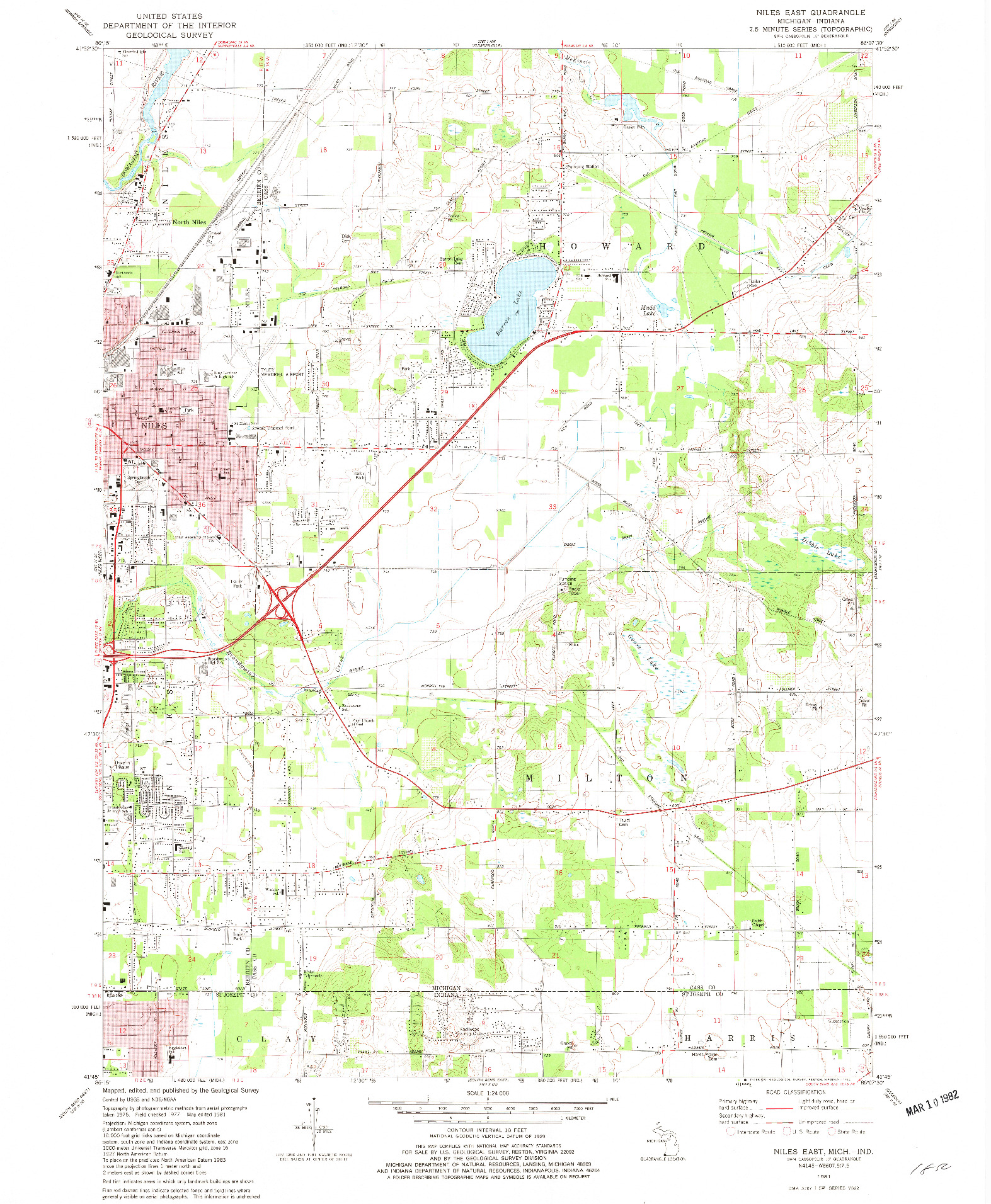 USGS 1:24000-SCALE QUADRANGLE FOR NILES EAST, MI 1981