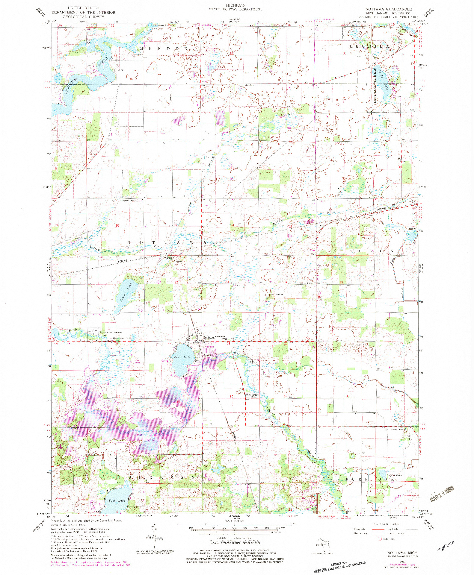 USGS 1:24000-SCALE QUADRANGLE FOR NOTTAWA, MI 1961