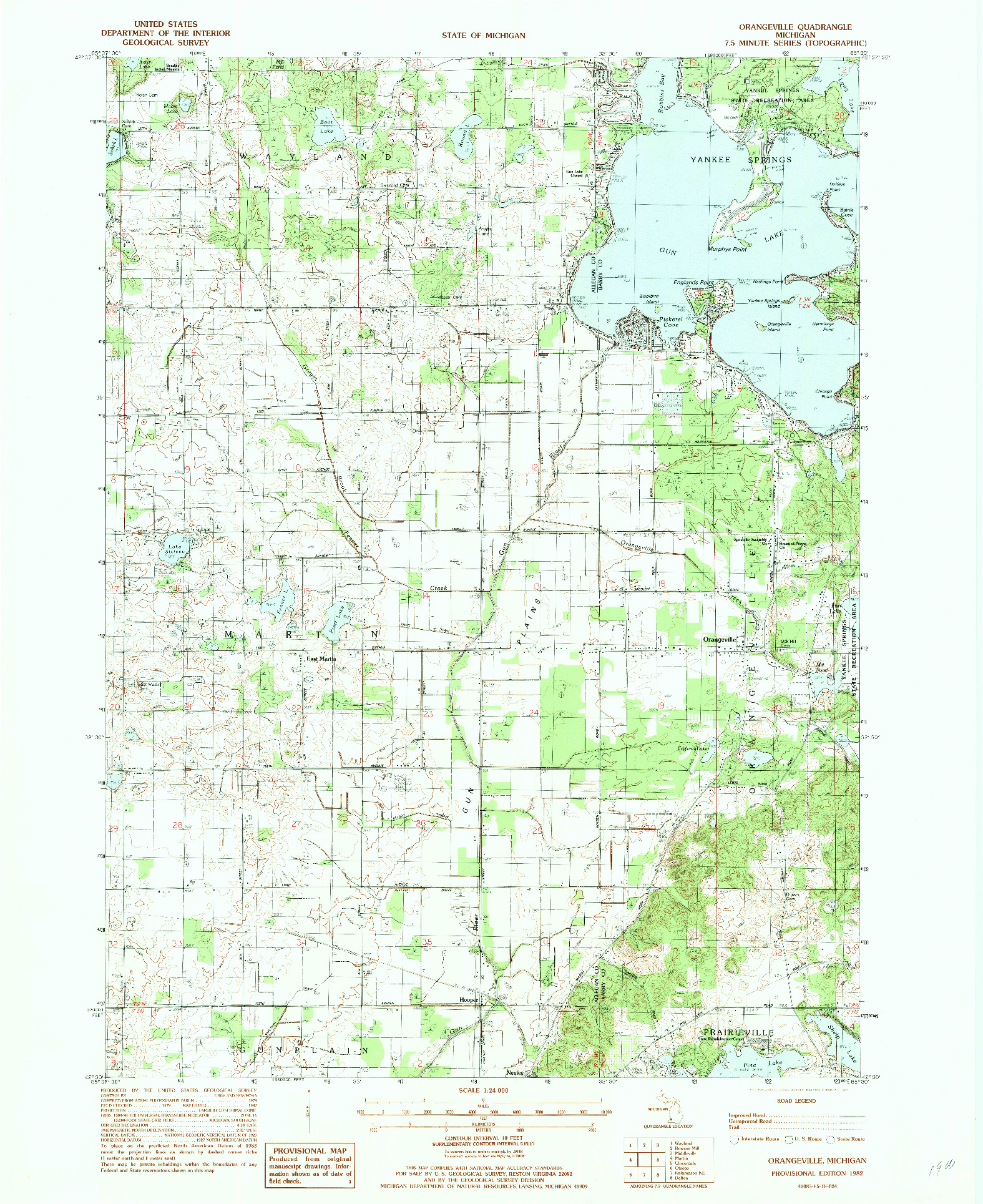 USGS 1:24000-SCALE QUADRANGLE FOR ORANGEVILLE, MI 1982