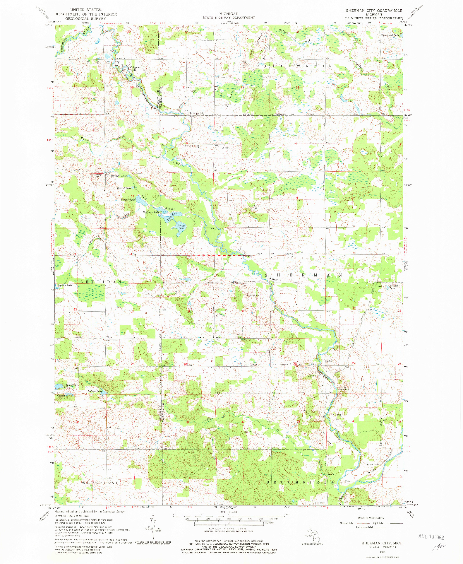 USGS 1:24000-SCALE QUADRANGLE FOR SHERMAN CITY, MI 1964