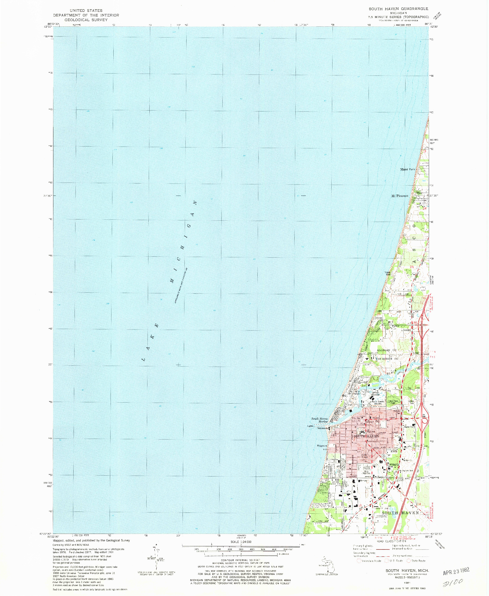 USGS 1:24000-SCALE QUADRANGLE FOR SOUTH HAVEN, MI 1981