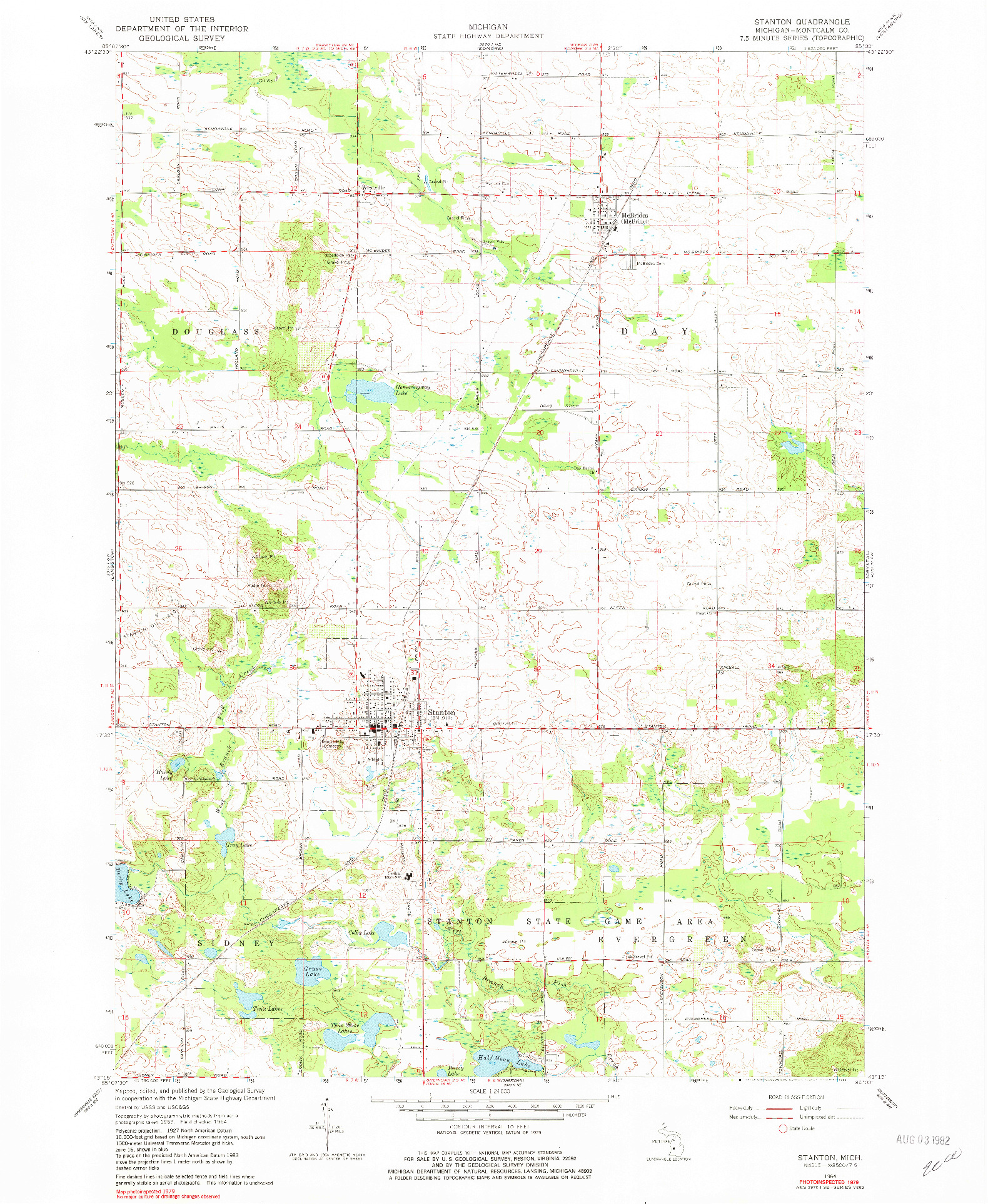 USGS 1:24000-SCALE QUADRANGLE FOR STANTON, MI 1964