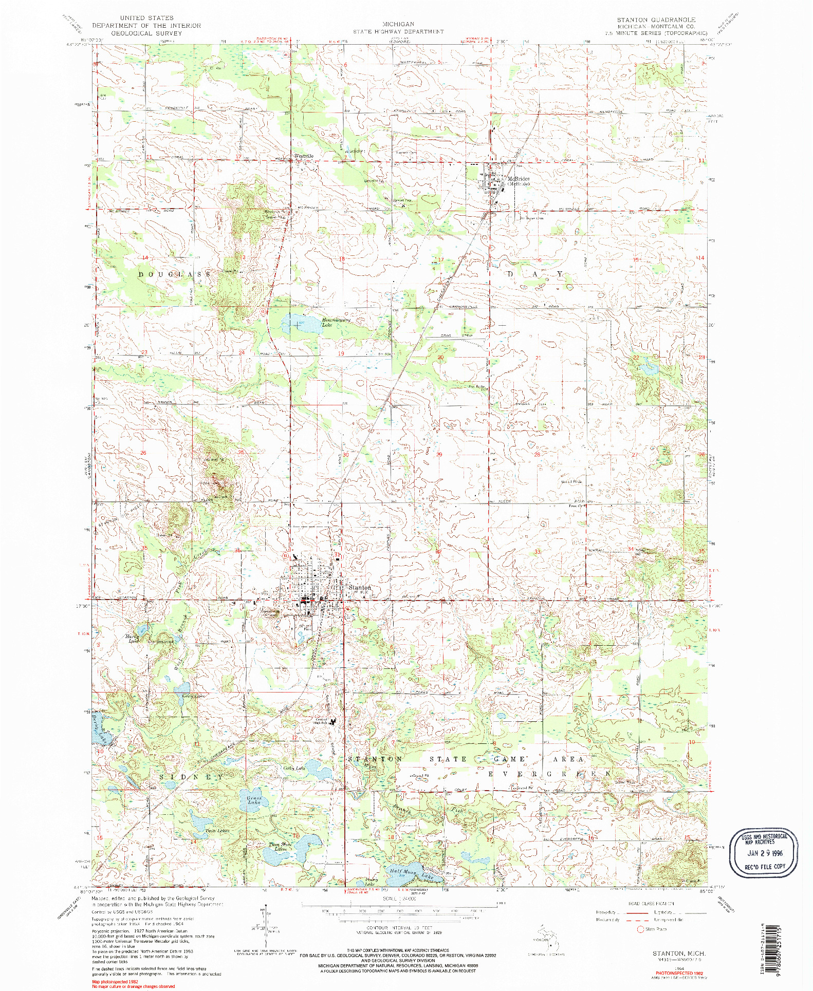 USGS 1:24000-SCALE QUADRANGLE FOR STANTON, MI 1964