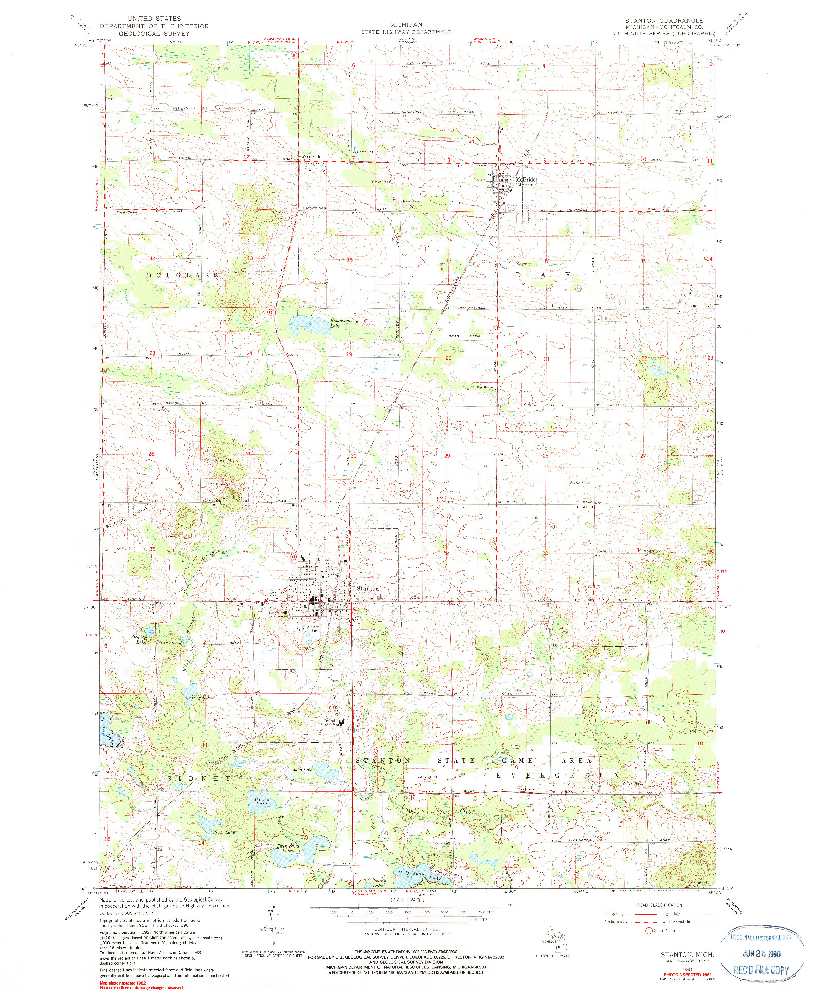 USGS 1:24000-SCALE QUADRANGLE FOR STANTON, MI 1964