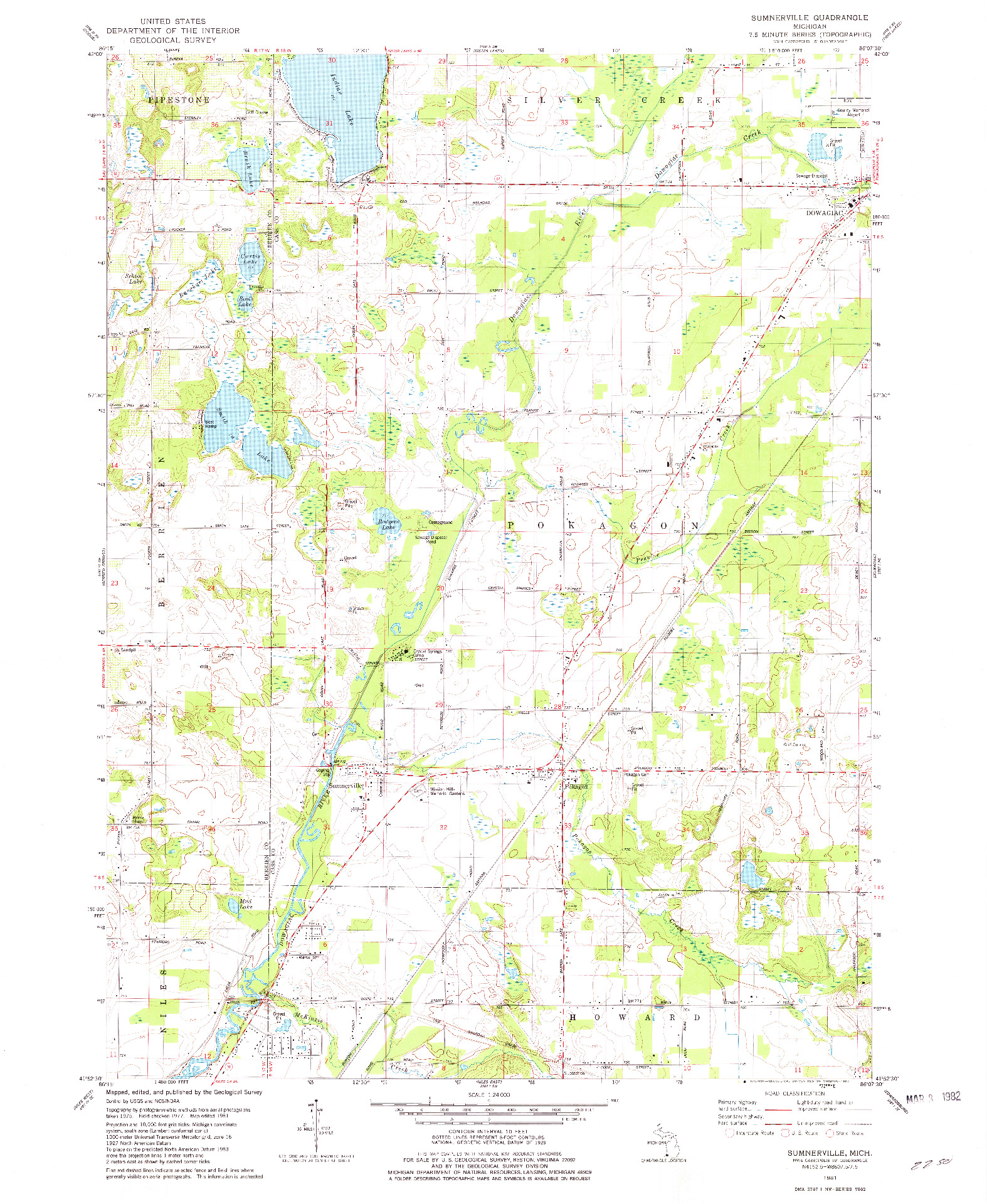 USGS 1:24000-SCALE QUADRANGLE FOR SUMNERVILLE, MI 1981