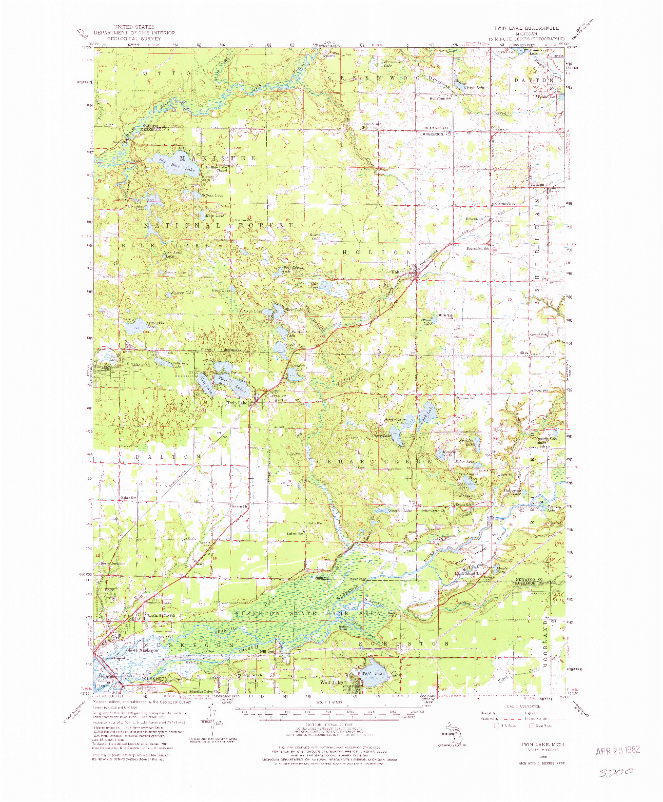 USGS 1:62500-SCALE QUADRANGLE FOR TWIN LAKE, MI 1958