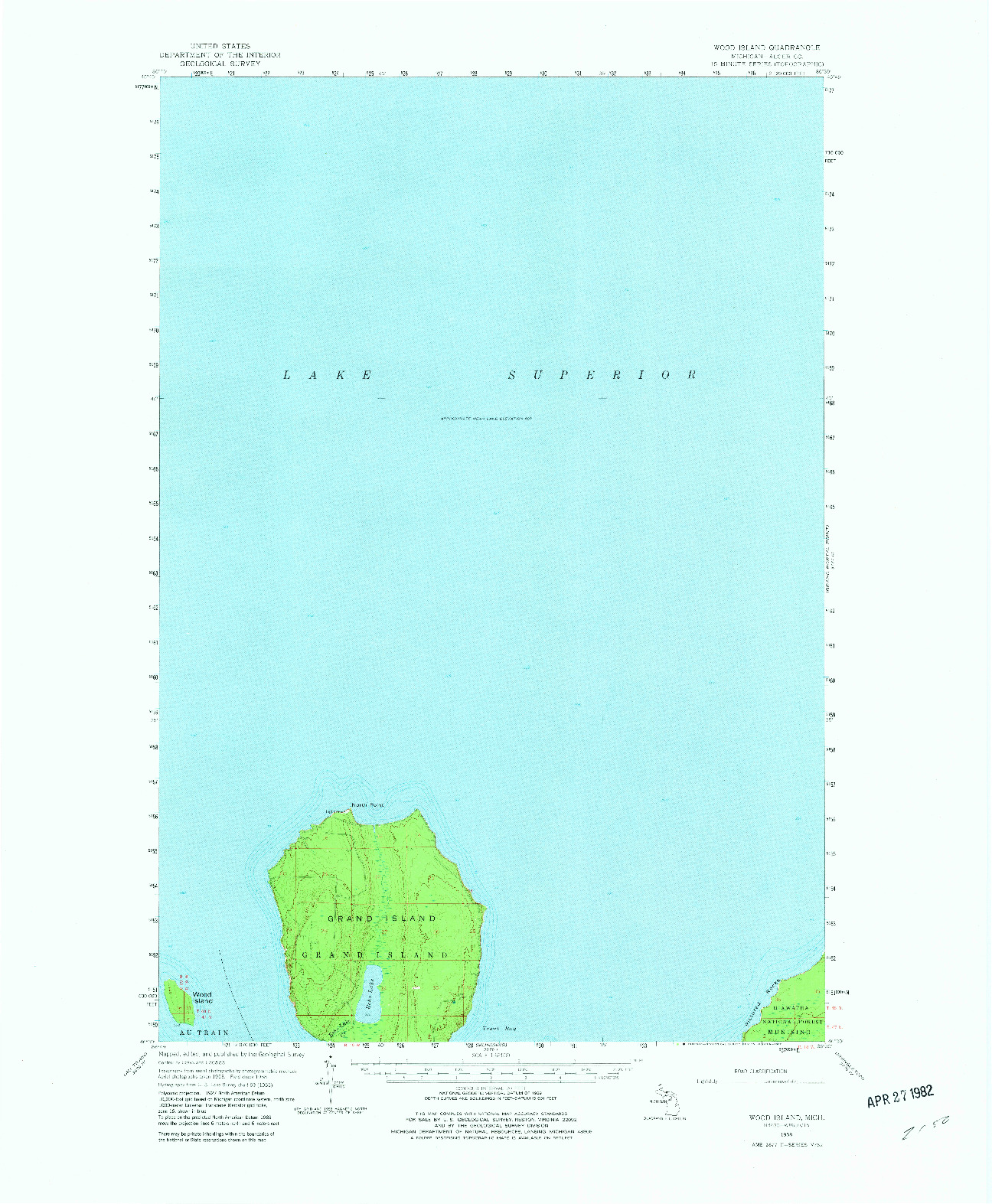 USGS 1:62500-SCALE QUADRANGLE FOR WOOD ISLAND, MI 1958