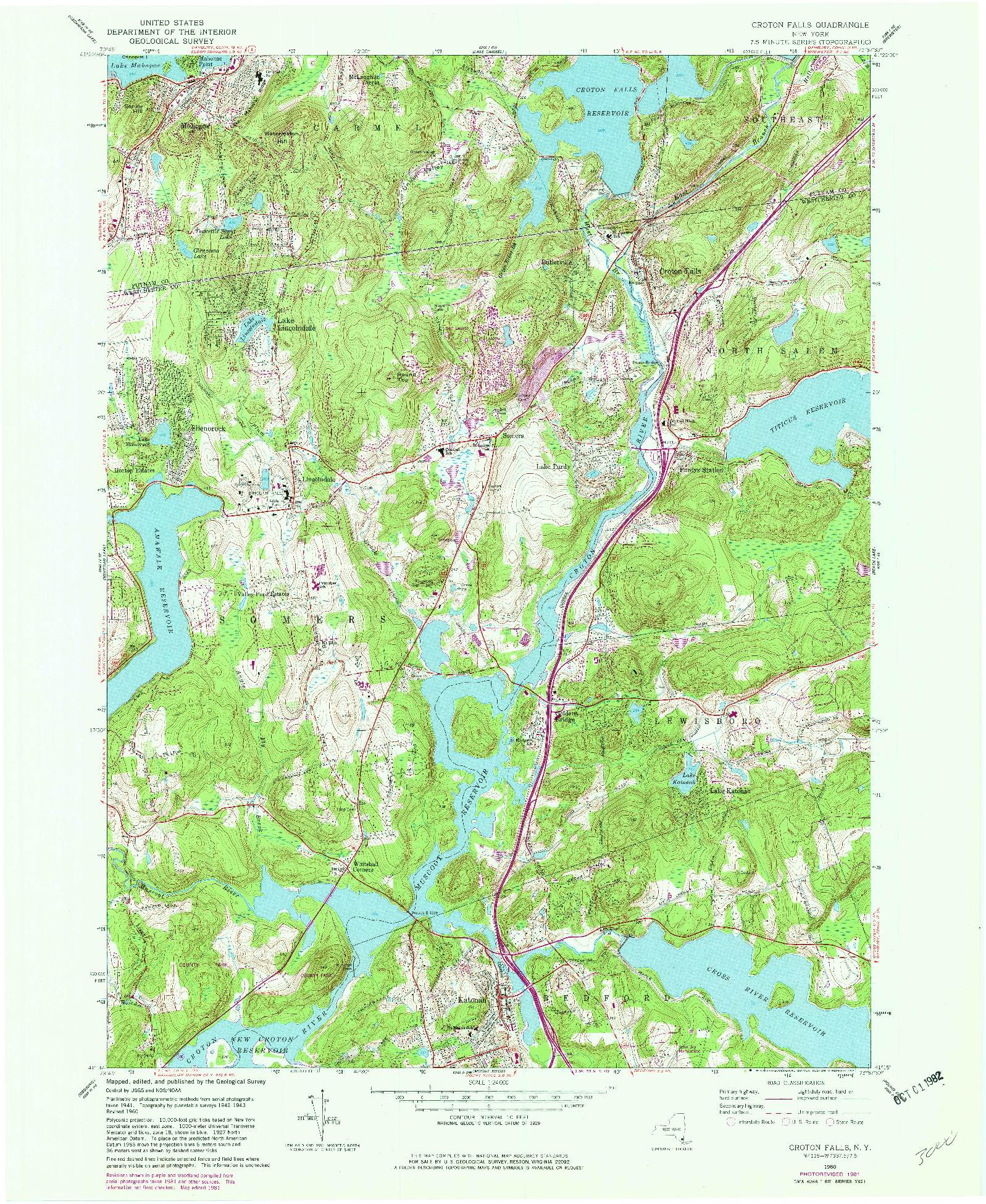 USGS 1:24000-SCALE QUADRANGLE FOR CROTON FALLS, NY 1960