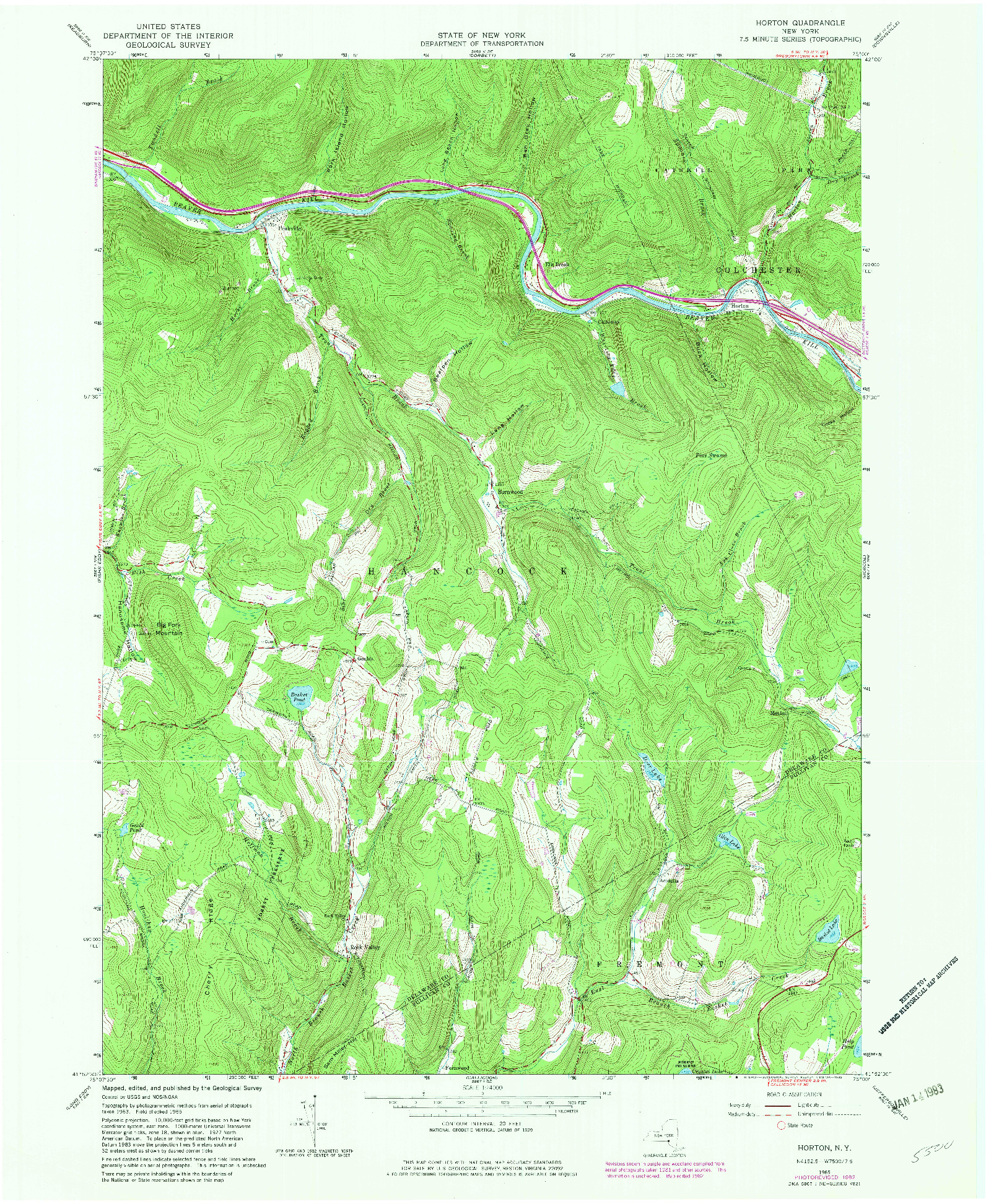 USGS 1:24000-SCALE QUADRANGLE FOR HORTON, NY 1982