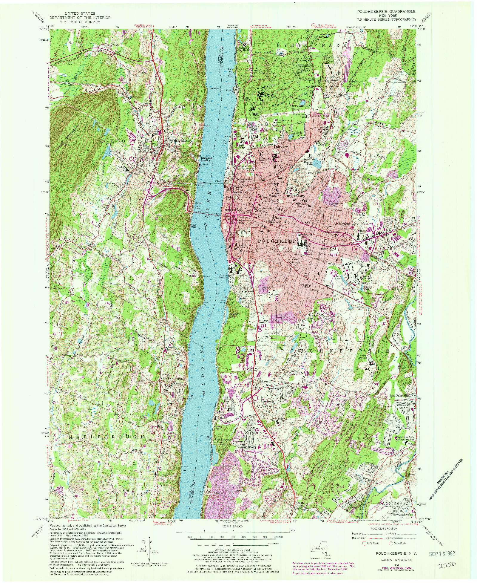 USGS 1:24000-SCALE QUADRANGLE FOR POUGHKEEPSIE, NY 1957