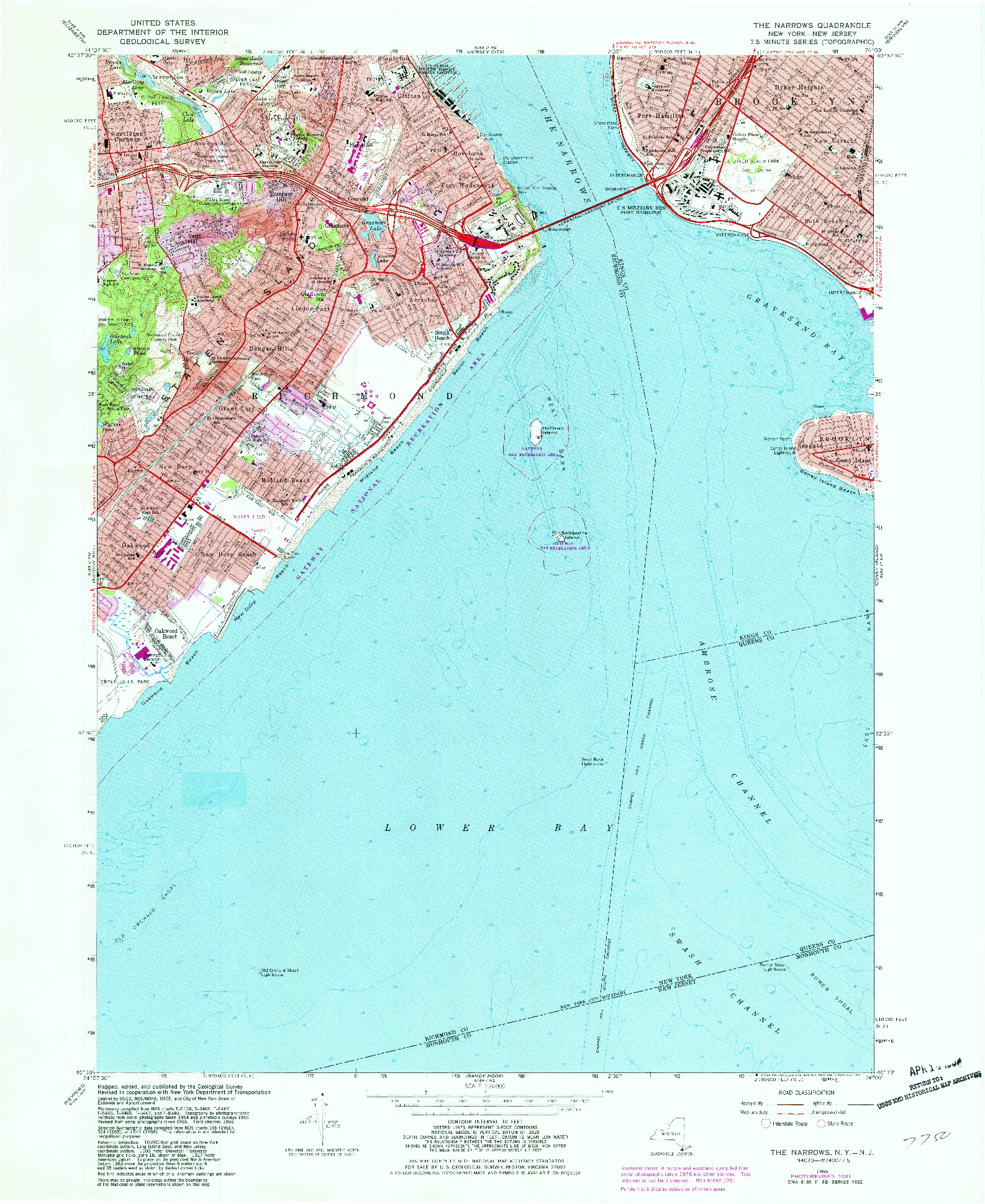 USGS 1:24000-SCALE QUADRANGLE FOR THE NARROWS, NY 1966
