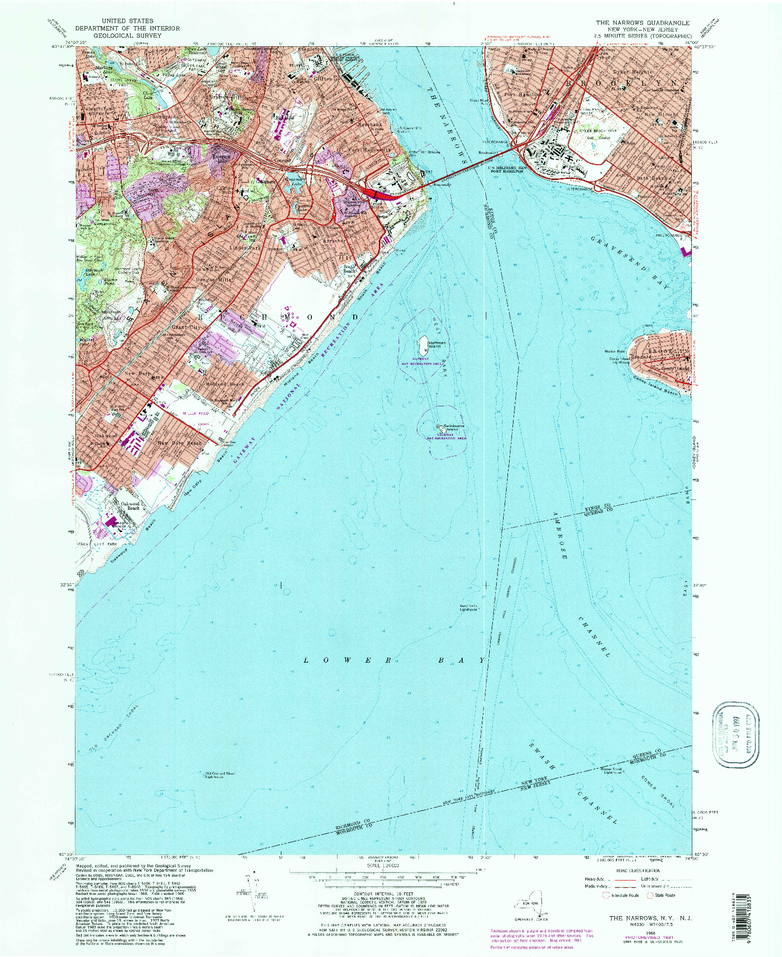 USGS 1:24000-SCALE QUADRANGLE FOR THE NARROWS, NY 1966