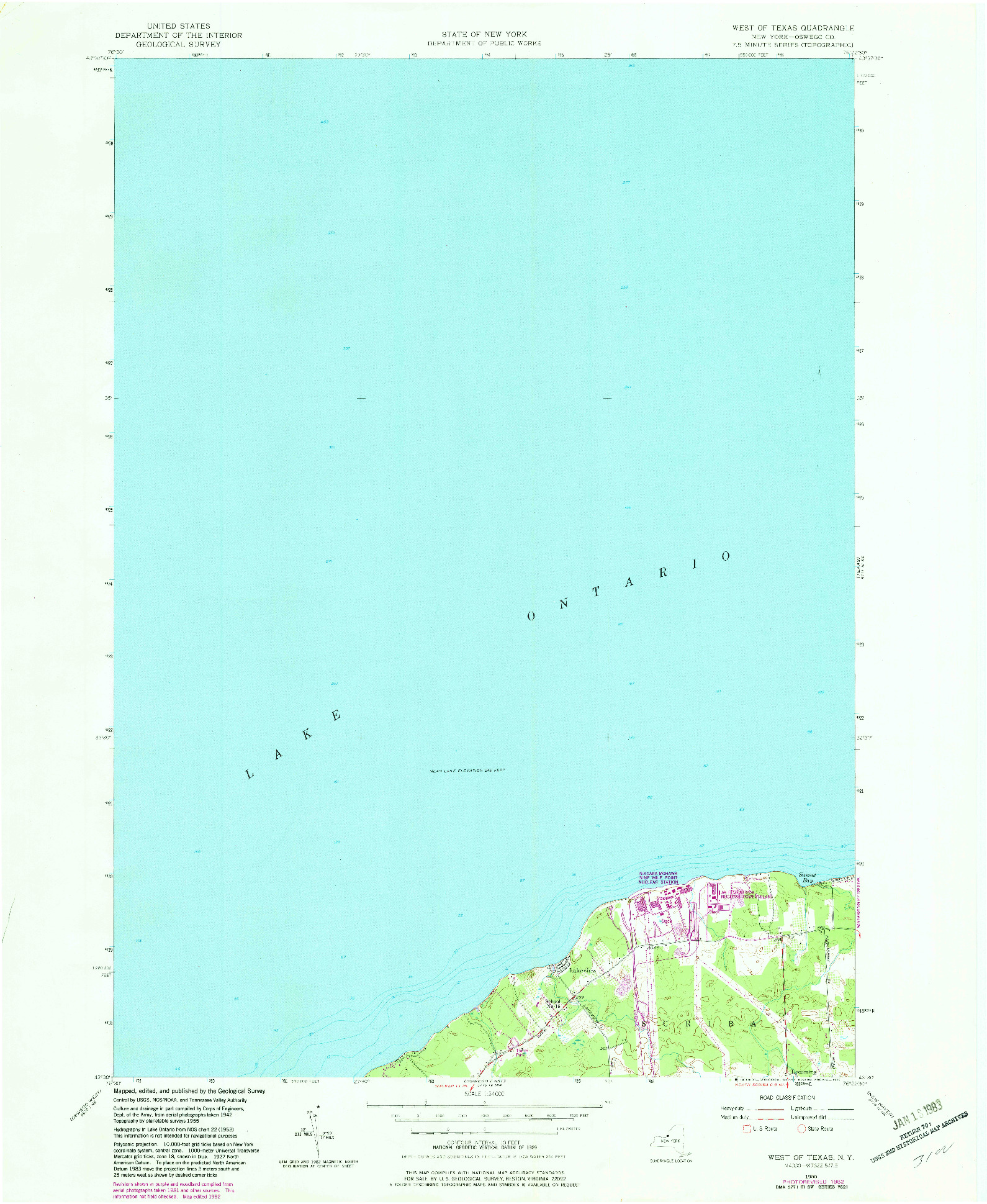 USGS 1:24000-SCALE QUADRANGLE FOR WEST OF TEXAS, NY 1955