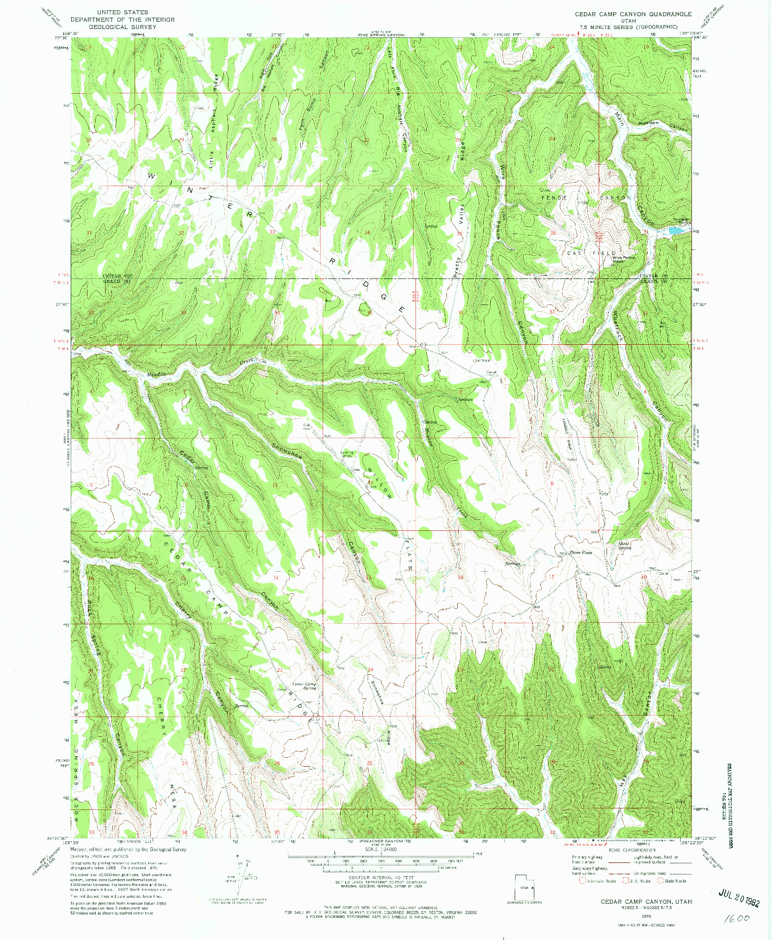 USGS 1:24000-SCALE QUADRANGLE FOR CEDAR CAMP CANYON, UT 1970