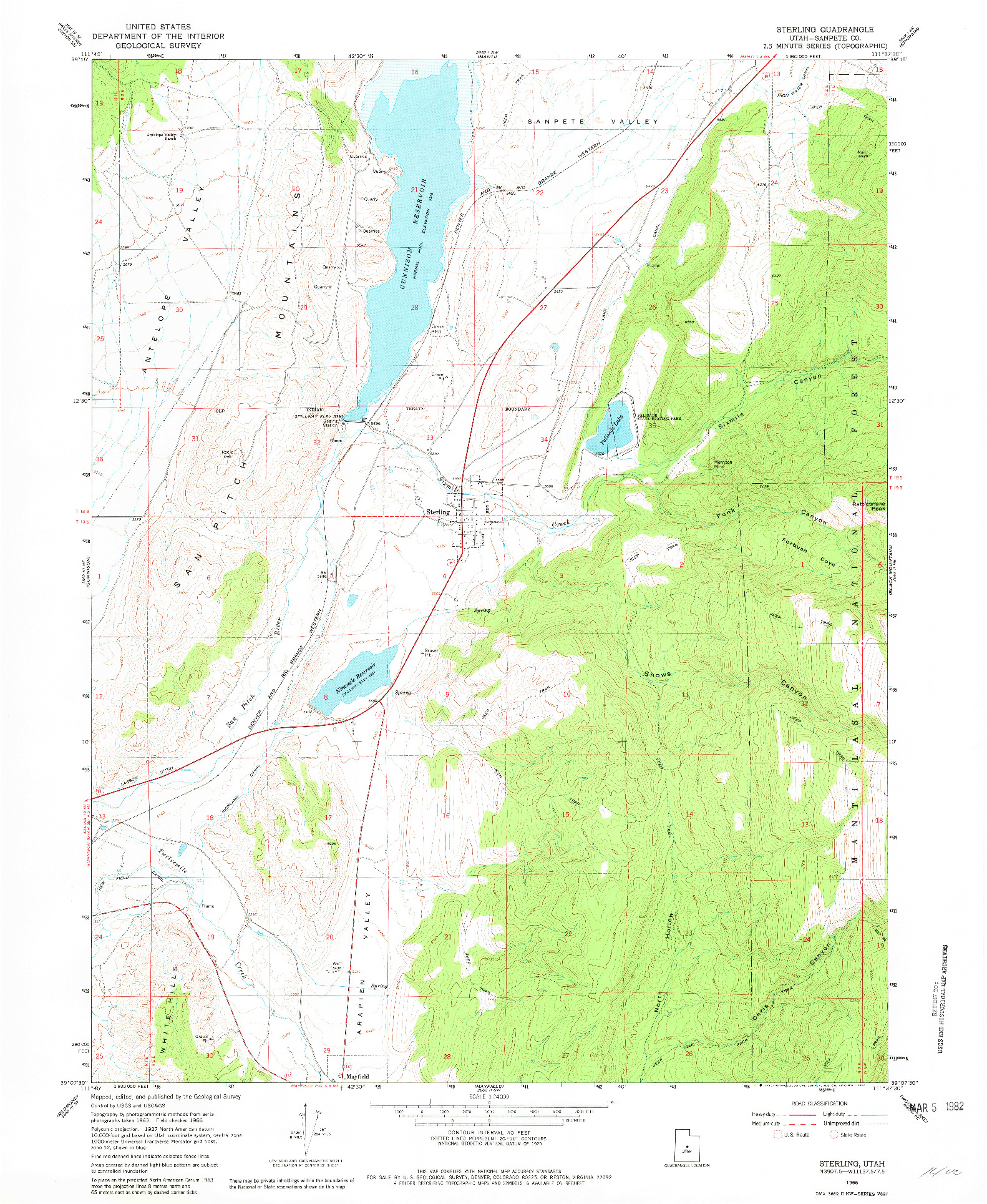 USGS 1:24000-SCALE QUADRANGLE FOR STERLING, UT 1966