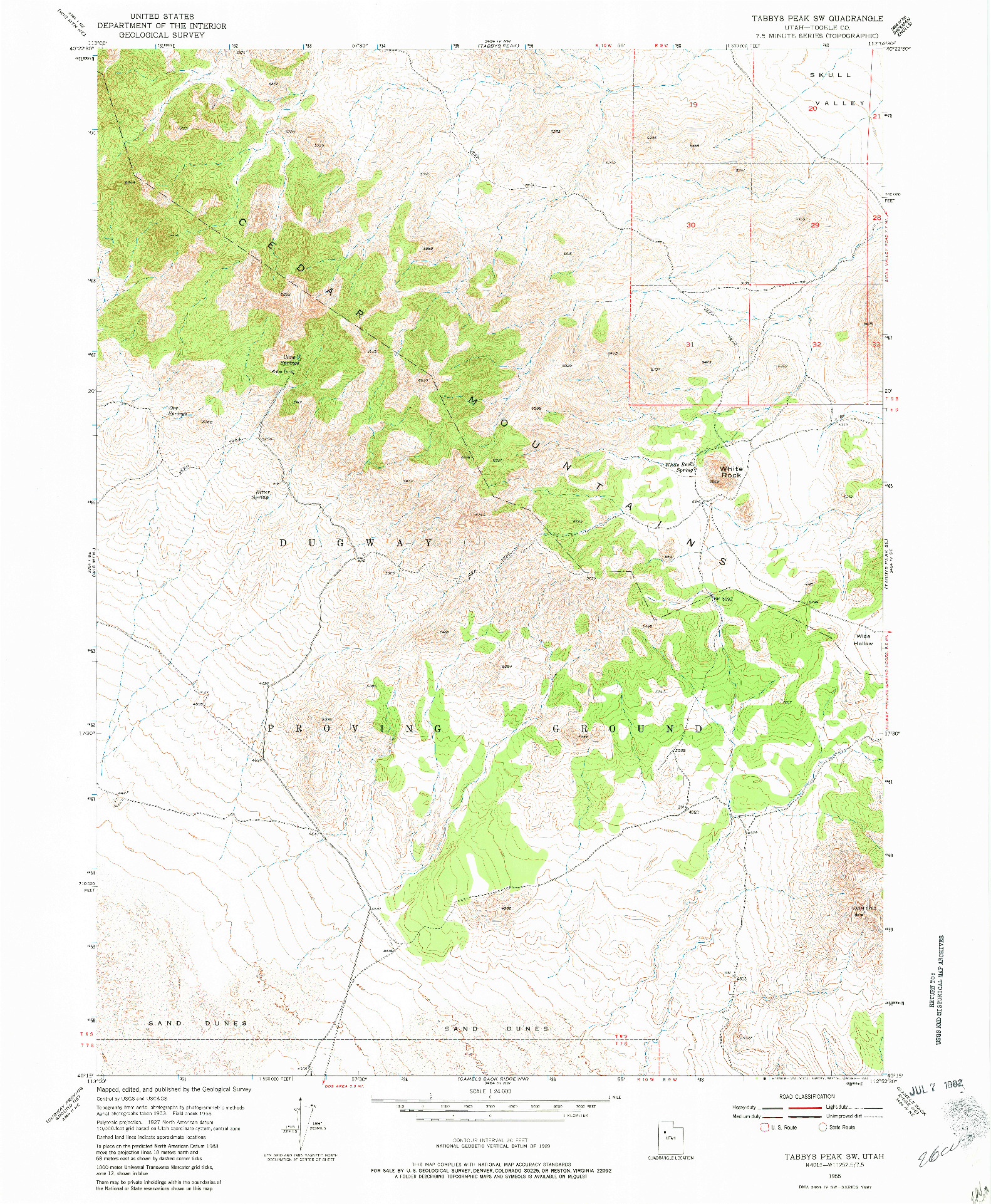 USGS 1:24000-SCALE QUADRANGLE FOR TABBYS PEAK SW, UT 1955