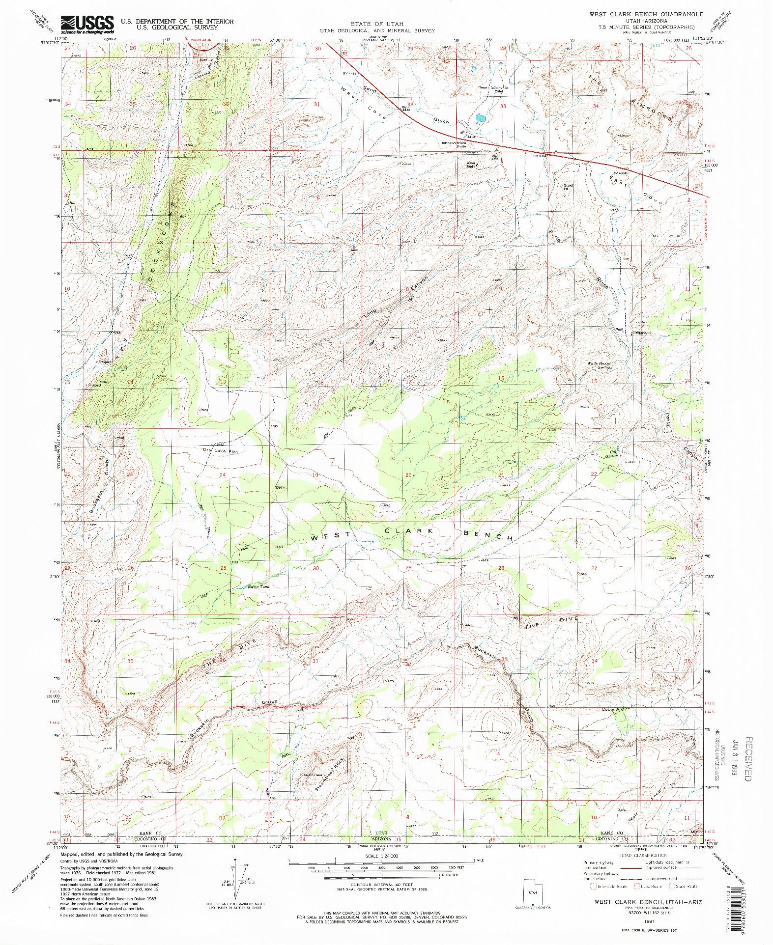 USGS 1:24000-SCALE QUADRANGLE FOR WEST CLARK BENCH, UT 1981